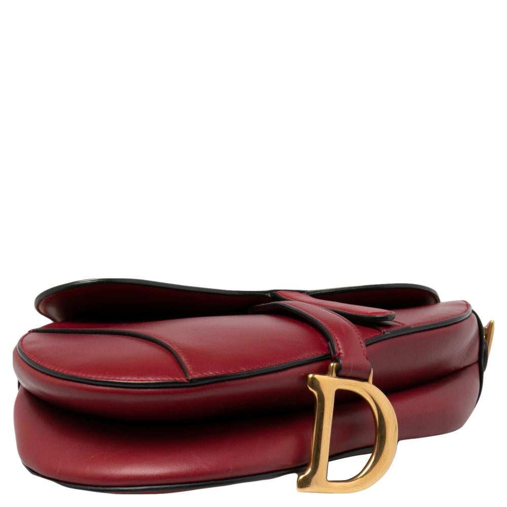 Dior Burgundy Leather Saddle Bag 2