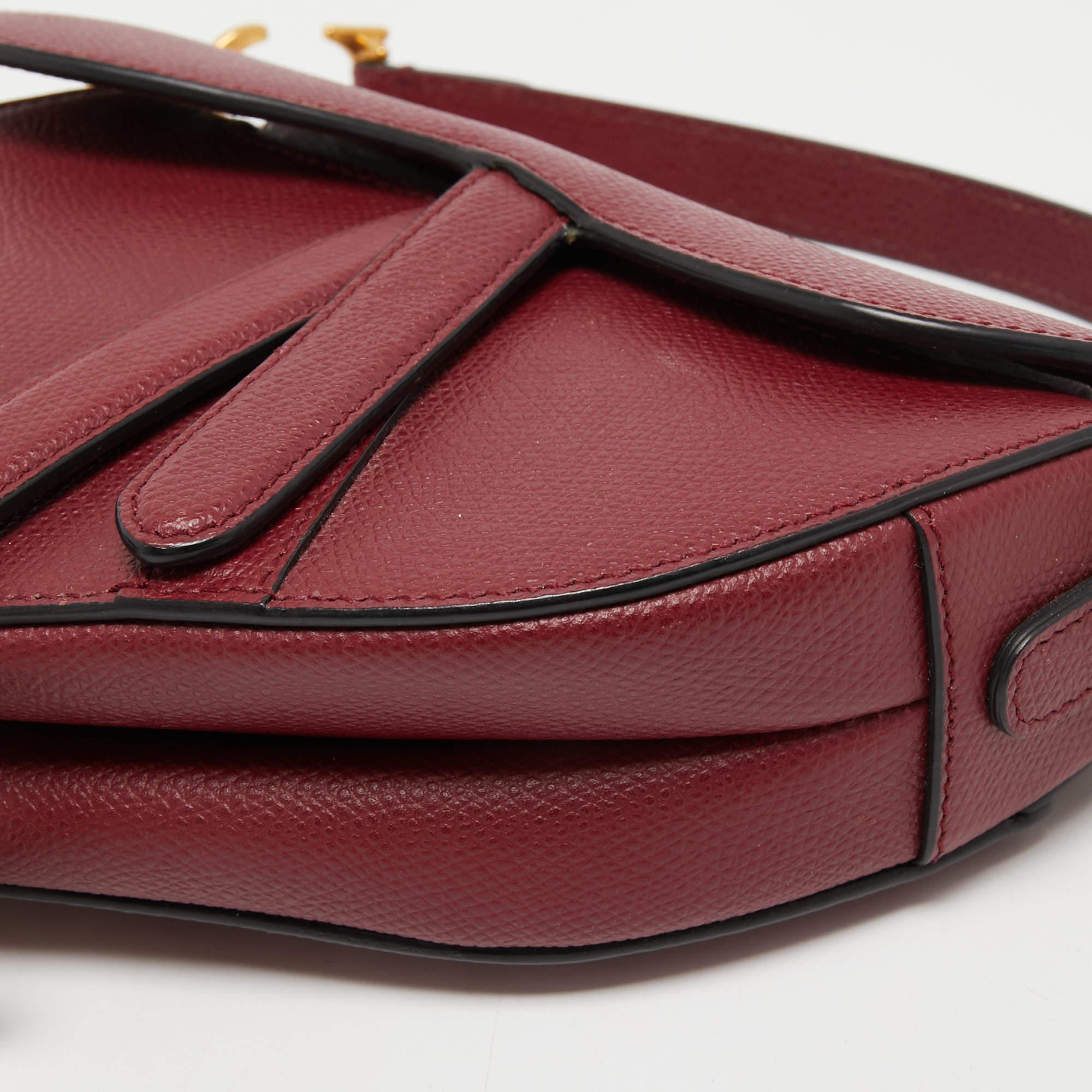 Dior Burgundy Leather Saddle Bag 5