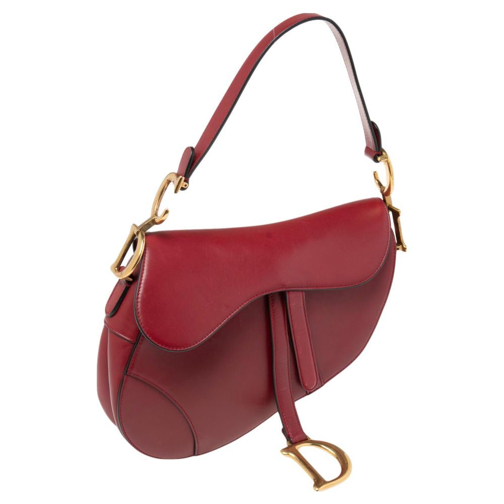 Dior Burgundy Leather Saddle Bag 3
