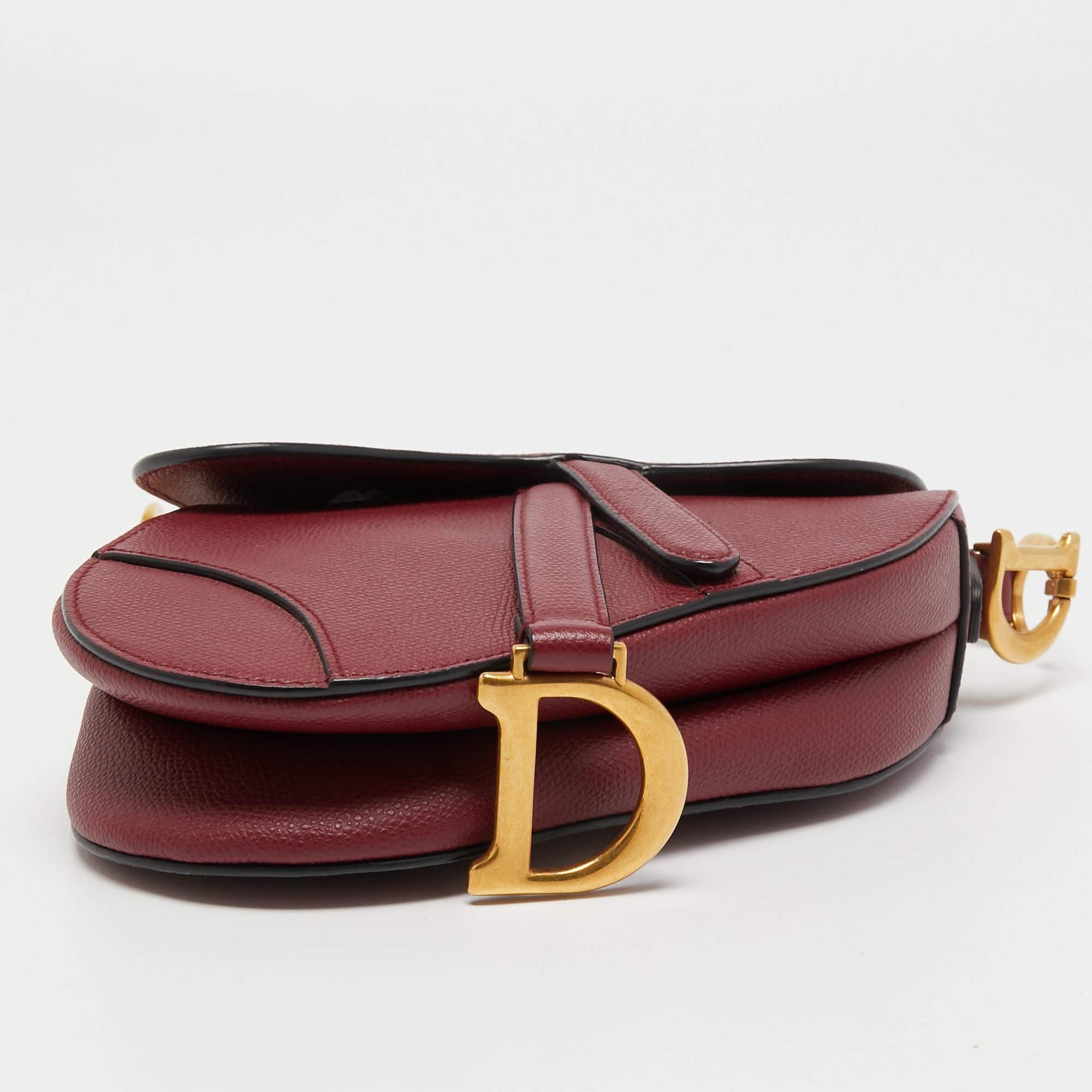 Women's Dior Burgundy Leather Saddle Bag