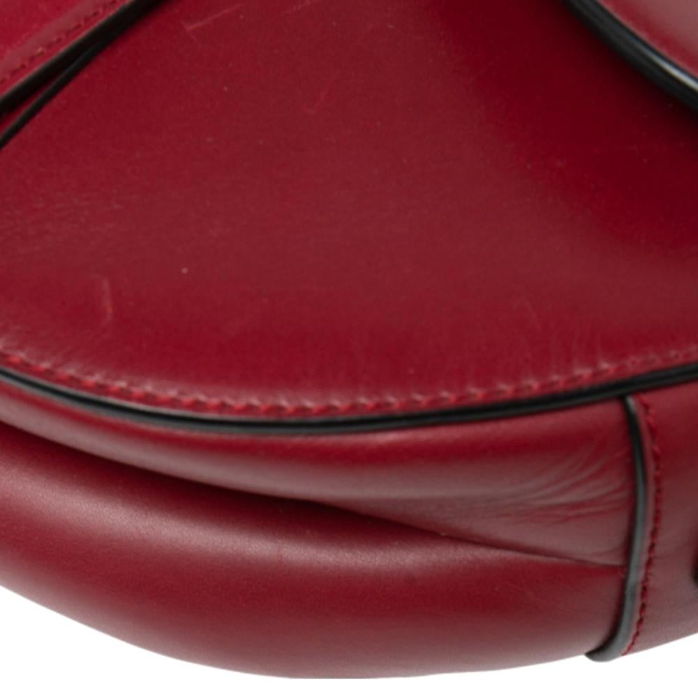 Dior Burgundy Leather Saddle Bag In Good Condition In Dubai, Al Qouz 2