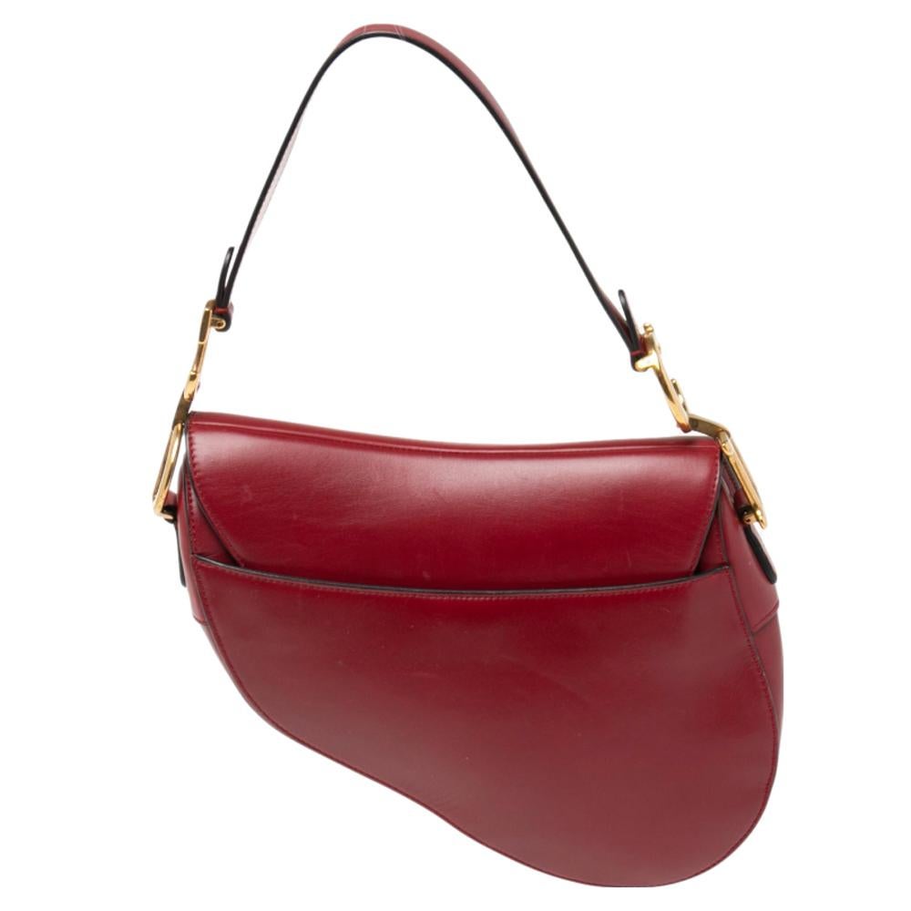 Dior Burgundy Leather Saddle Bag 1