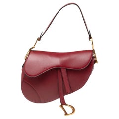 Used Dior Burgundy Leather Saddle Bag