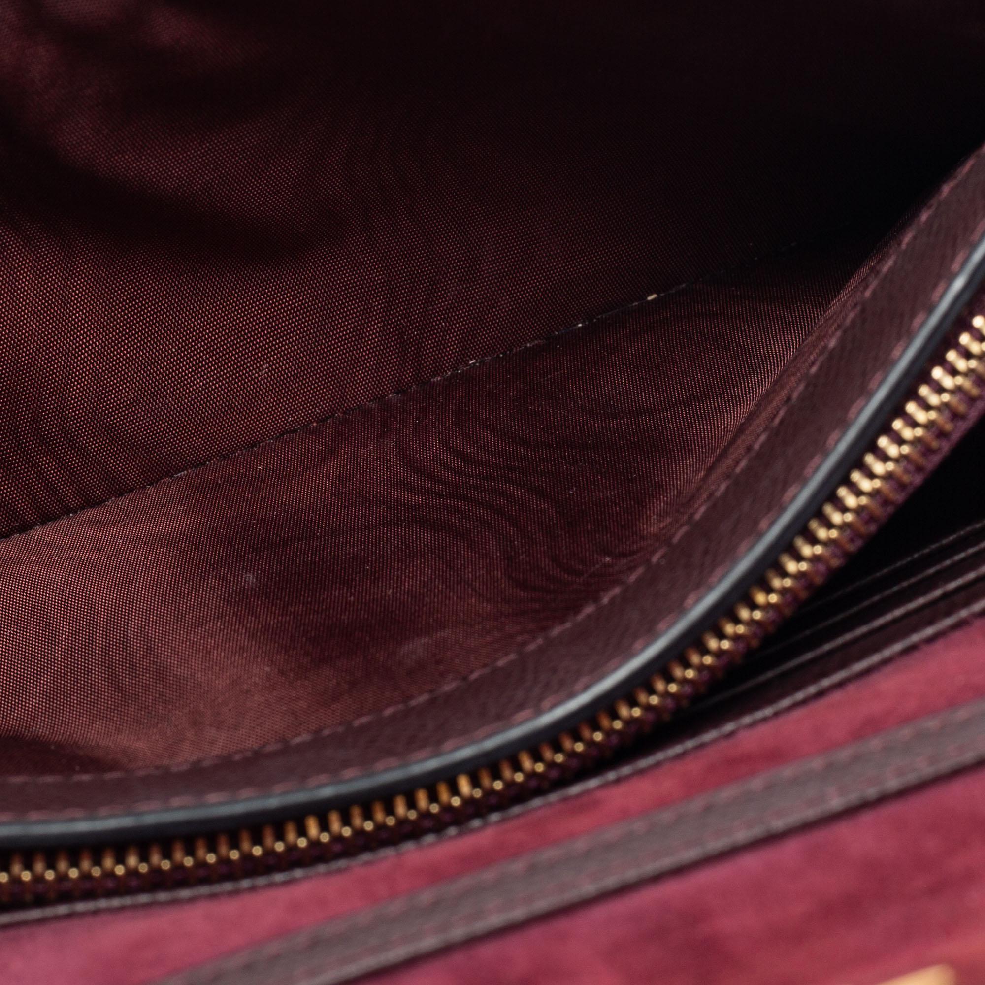 Black Dior Burgundy Leather Saddle Wallet on Chain