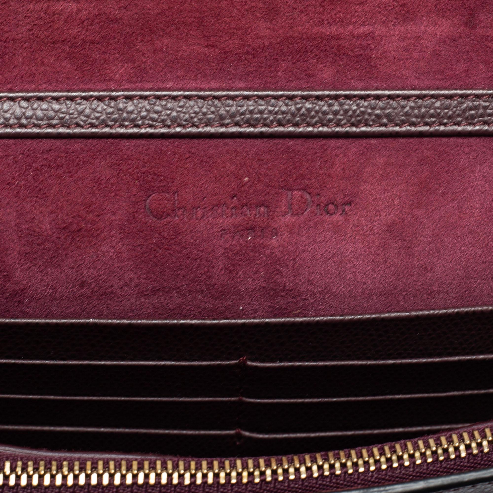 Dior Burgundy Leather Saddle Wallet on Chain 1