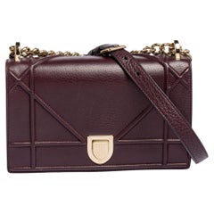 Dior Burgundy Leather Small Diorama Shoulder Bag