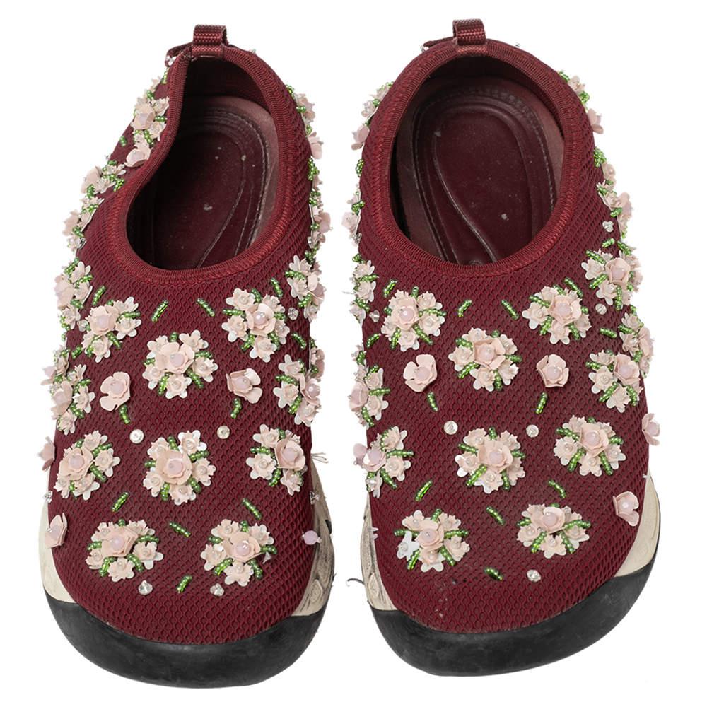Marrone Dior Burgundy Mesh Fusion Embellished Sneakers Taglia 37
