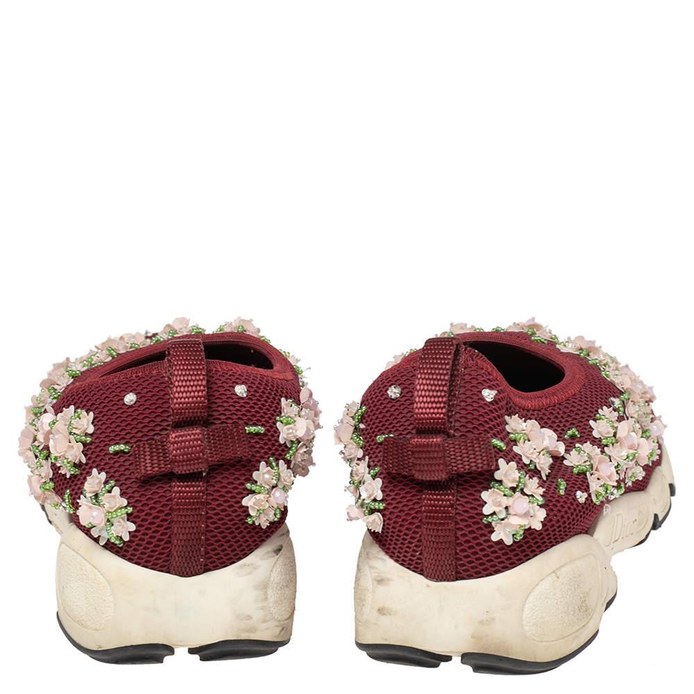 Donna Dior Burgundy Mesh Fusion Embellished Sneakers Taglia 37