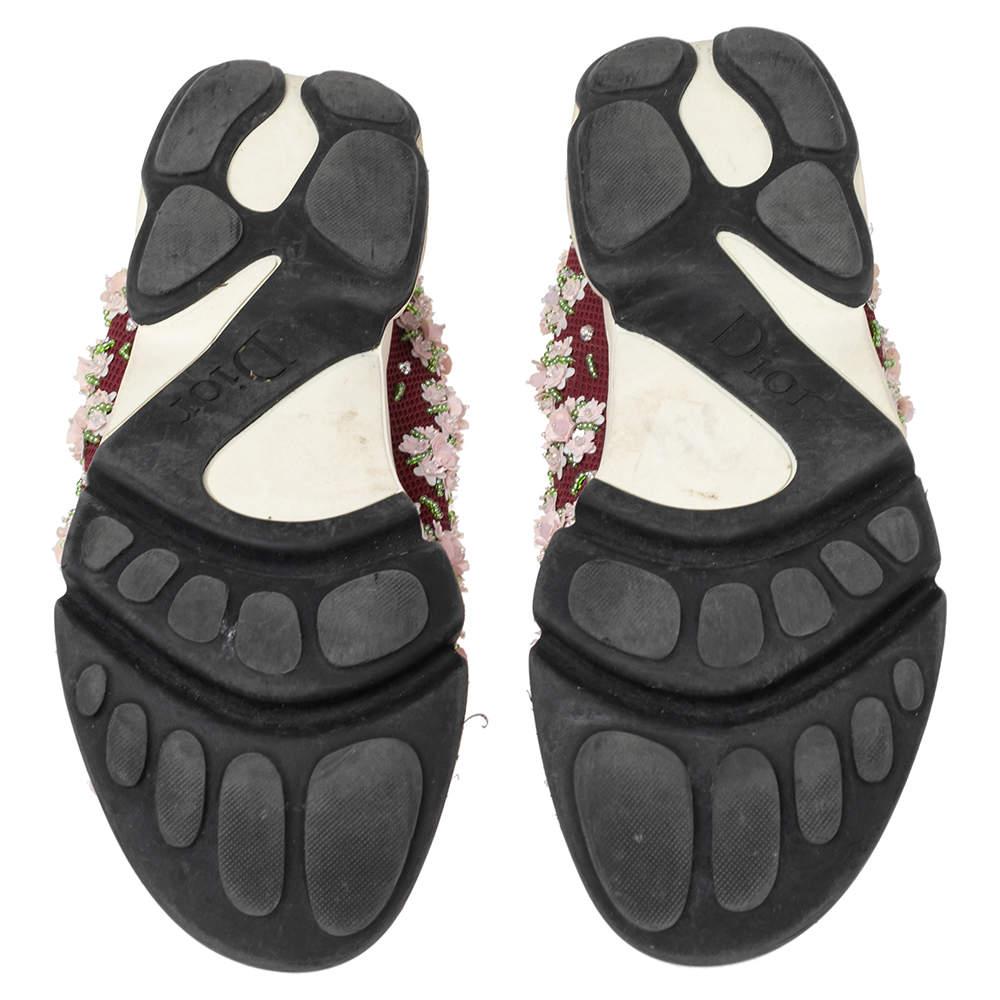 Dior Burgundy Mesh Fusion Embellished Sneakers Taglia 37 1