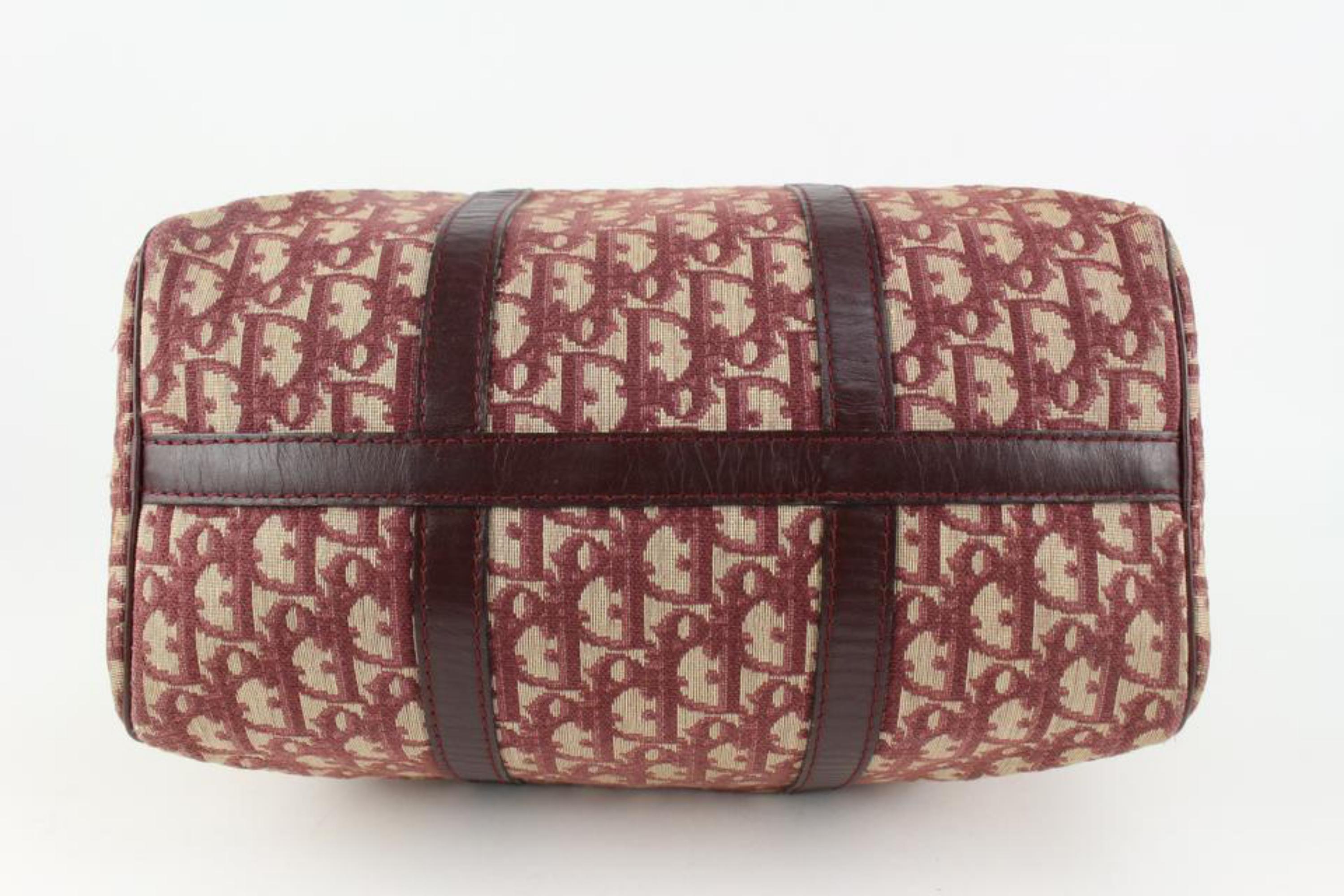 Dior Burgundy Monogram Trotter Boston Duffle Bag 1213d9 For Sale 1