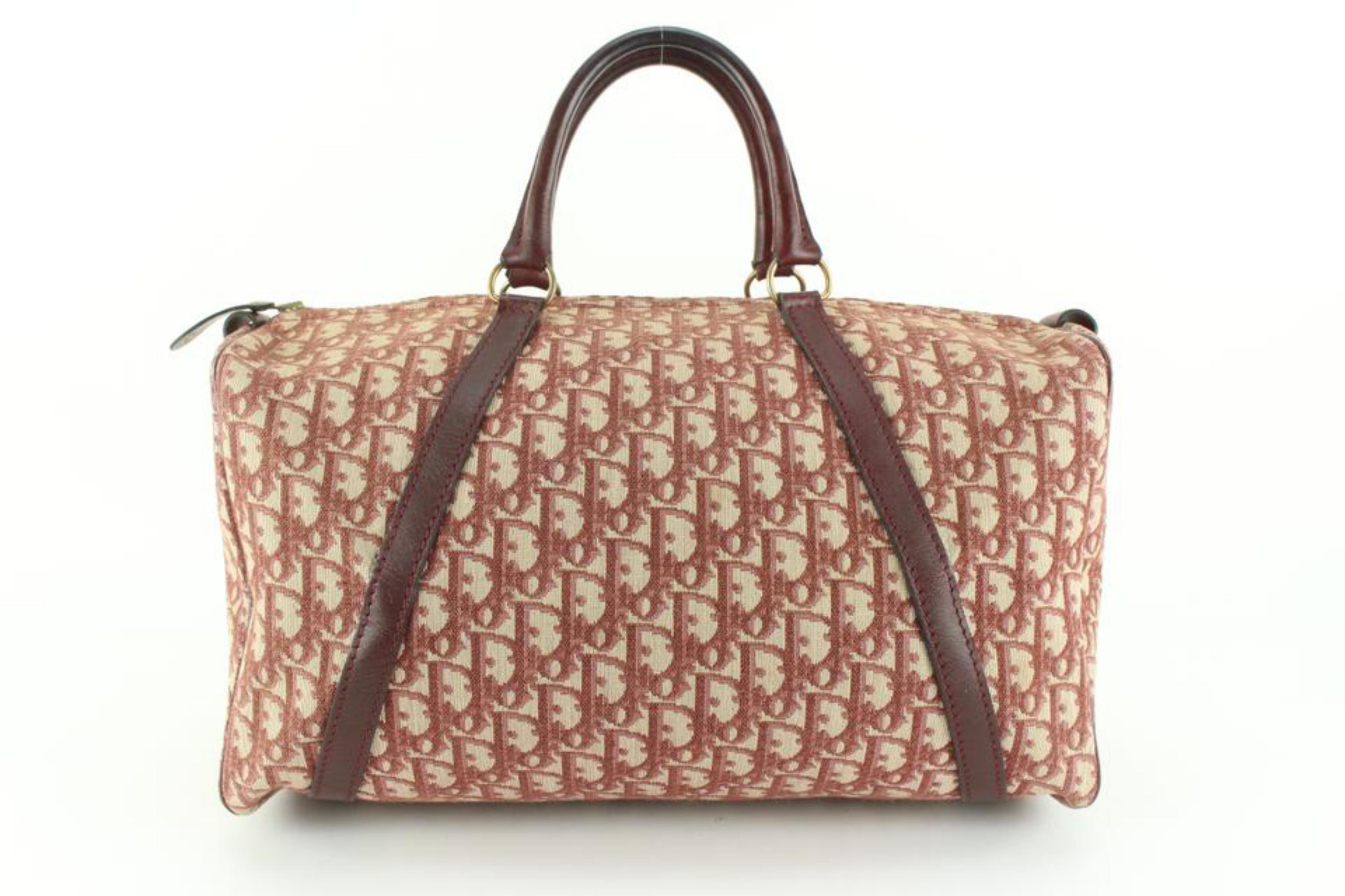 Dior Burgundy Monogram Trotter Boston Duffle Bag 88d727s For Sale 3