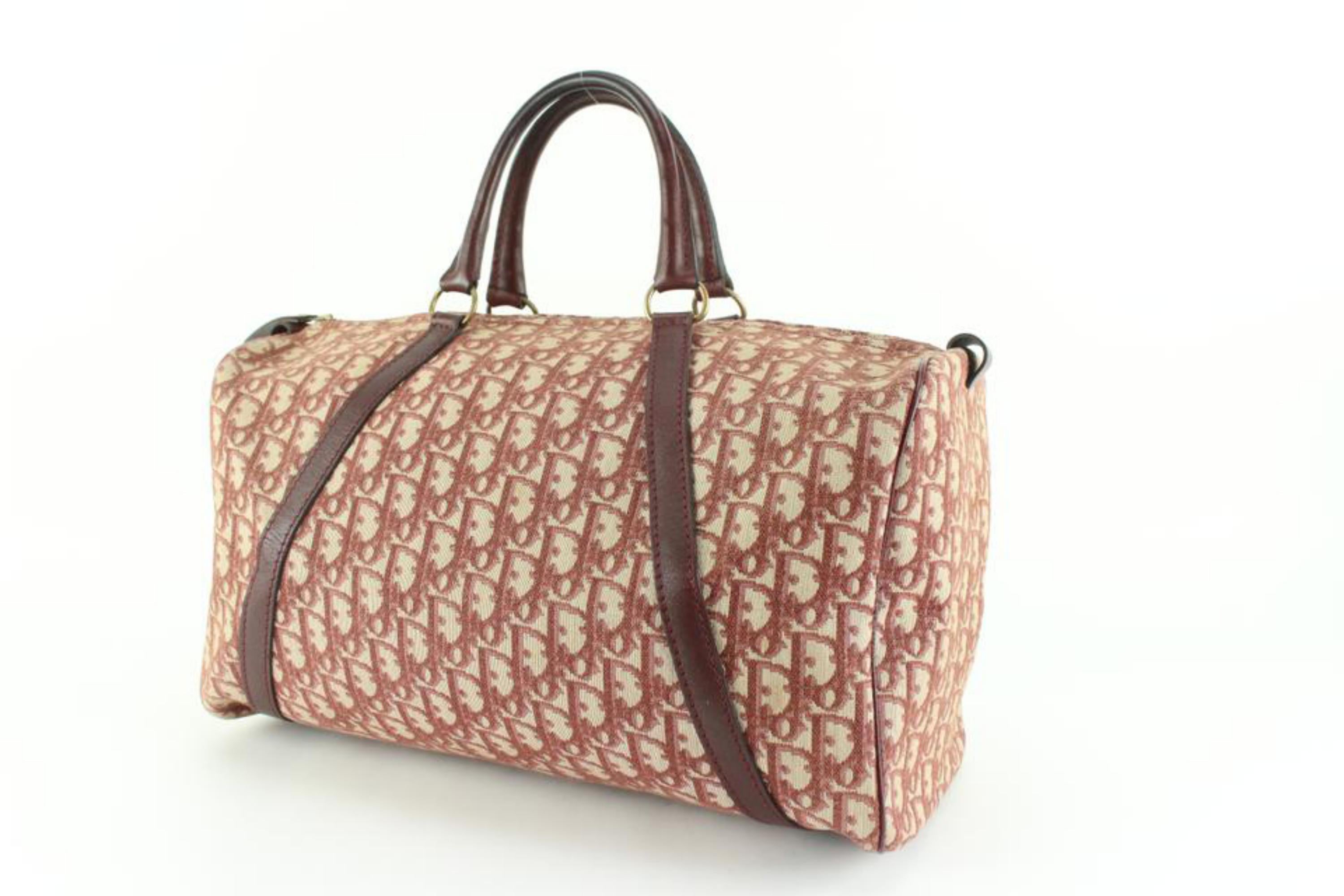 Dior Burgundy Monogram Trotter Boston Duffle Bag 88d727s For Sale 4