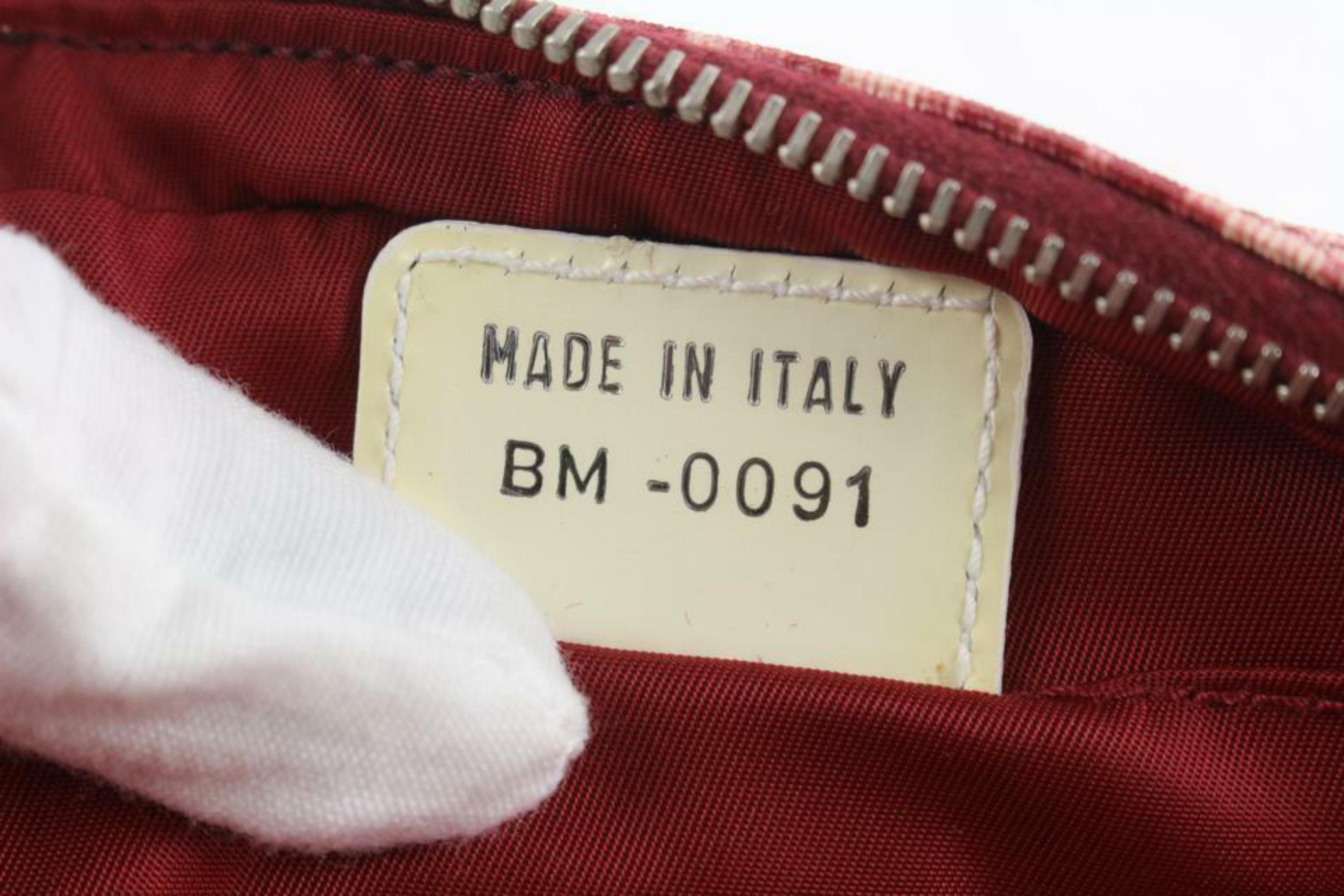 Dior Burgundy Monogram Trotter Girly Chic Pochette Shoulder Bag 5d119
Date Code/Serial Number: BM-0091 
Made In: Italy
Measurements: Length: 8.5 