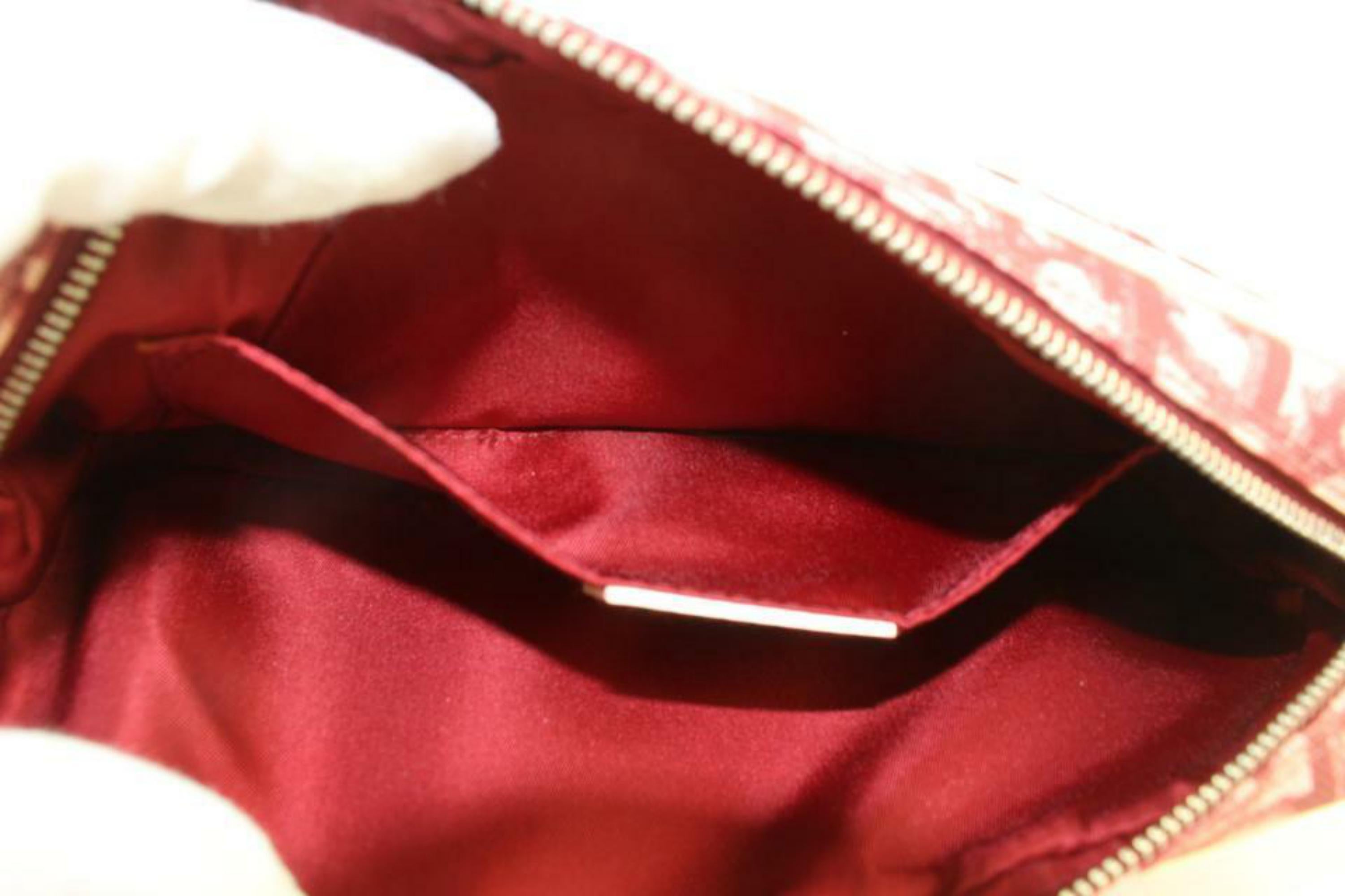 Dior Burgundy Monogram Trotter Girly Chic Pochette Shoulder Bag 5d119 In Good Condition In Dix hills, NY