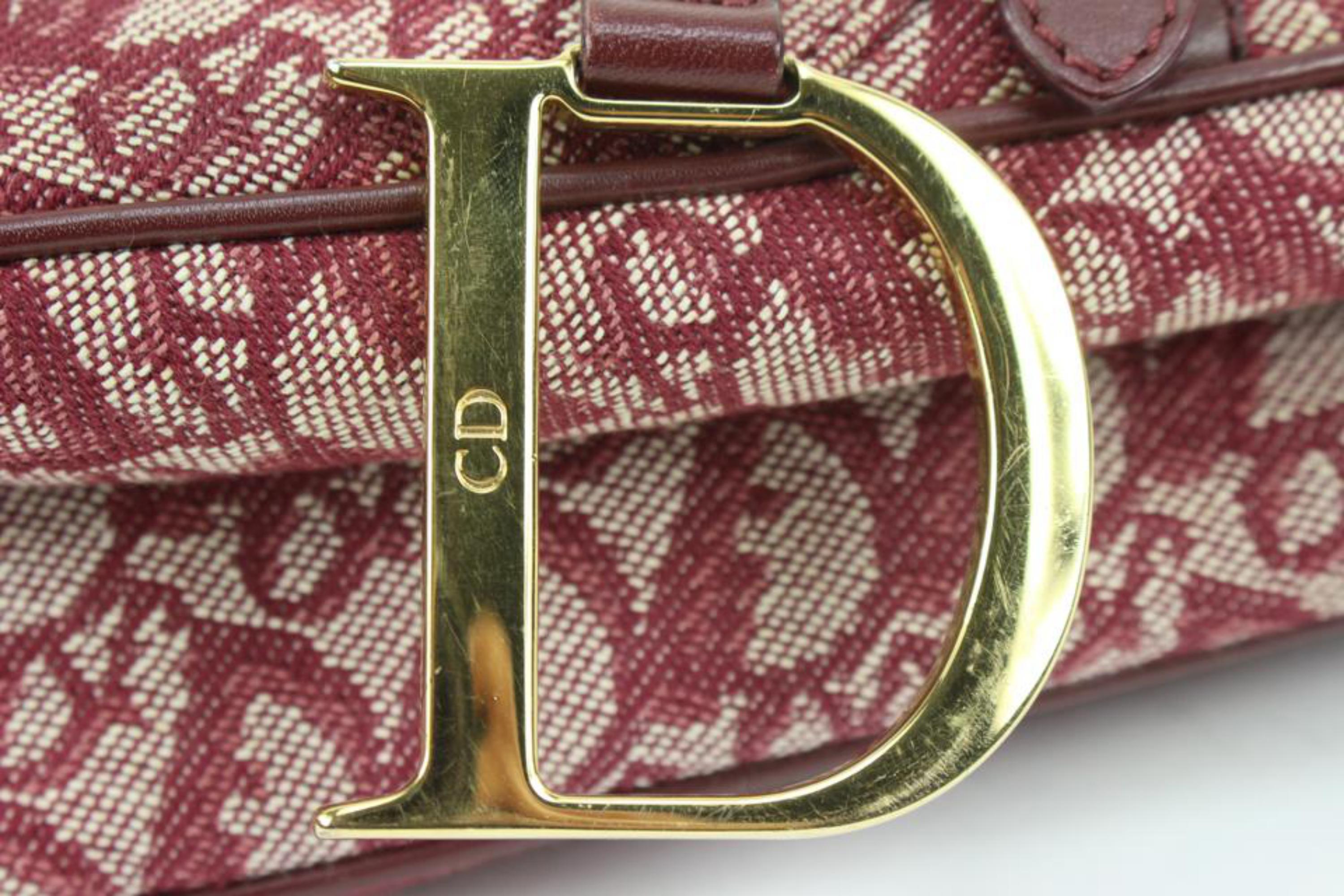 Dior Burgundy Monogram Trotter Saddle Shoulder Flap Bag 47d314s 1