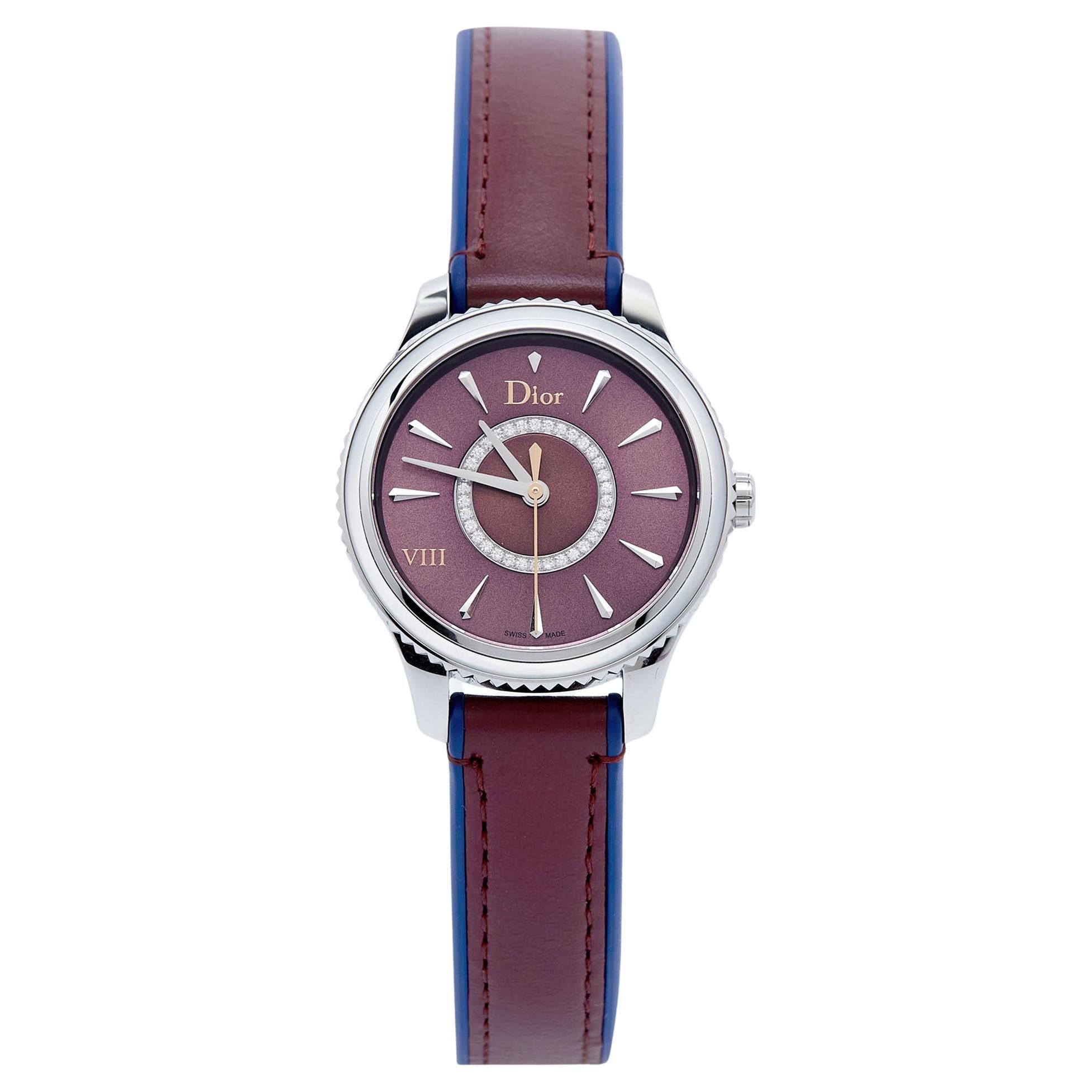 Dior Burgundy Mother Of Pearl Diamond CD152110A002 Women's Wristwatch 32 mm
