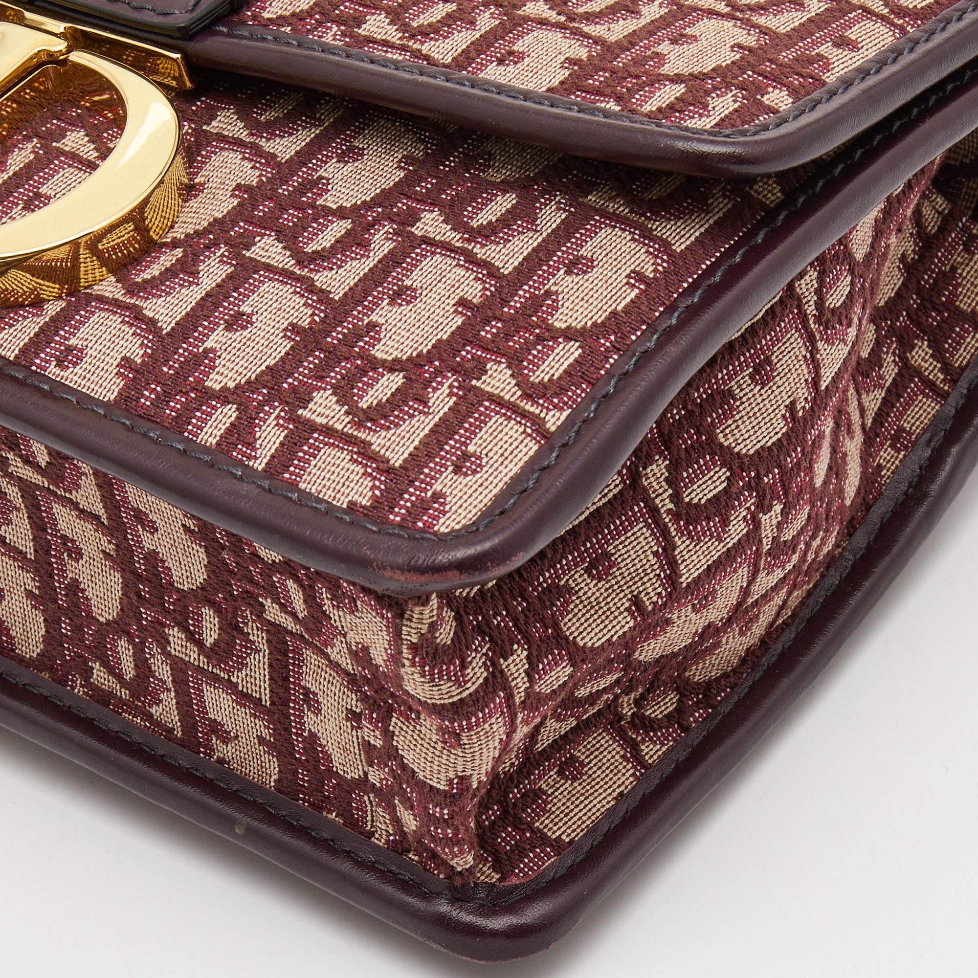 Dior Burgundy Oblique Canvas and Leather 30 Montaigne Shoulder Bag 6