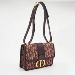 Dior Burgundy Oblique Canvas and Leather 30 Montaigne Shoulder Bag