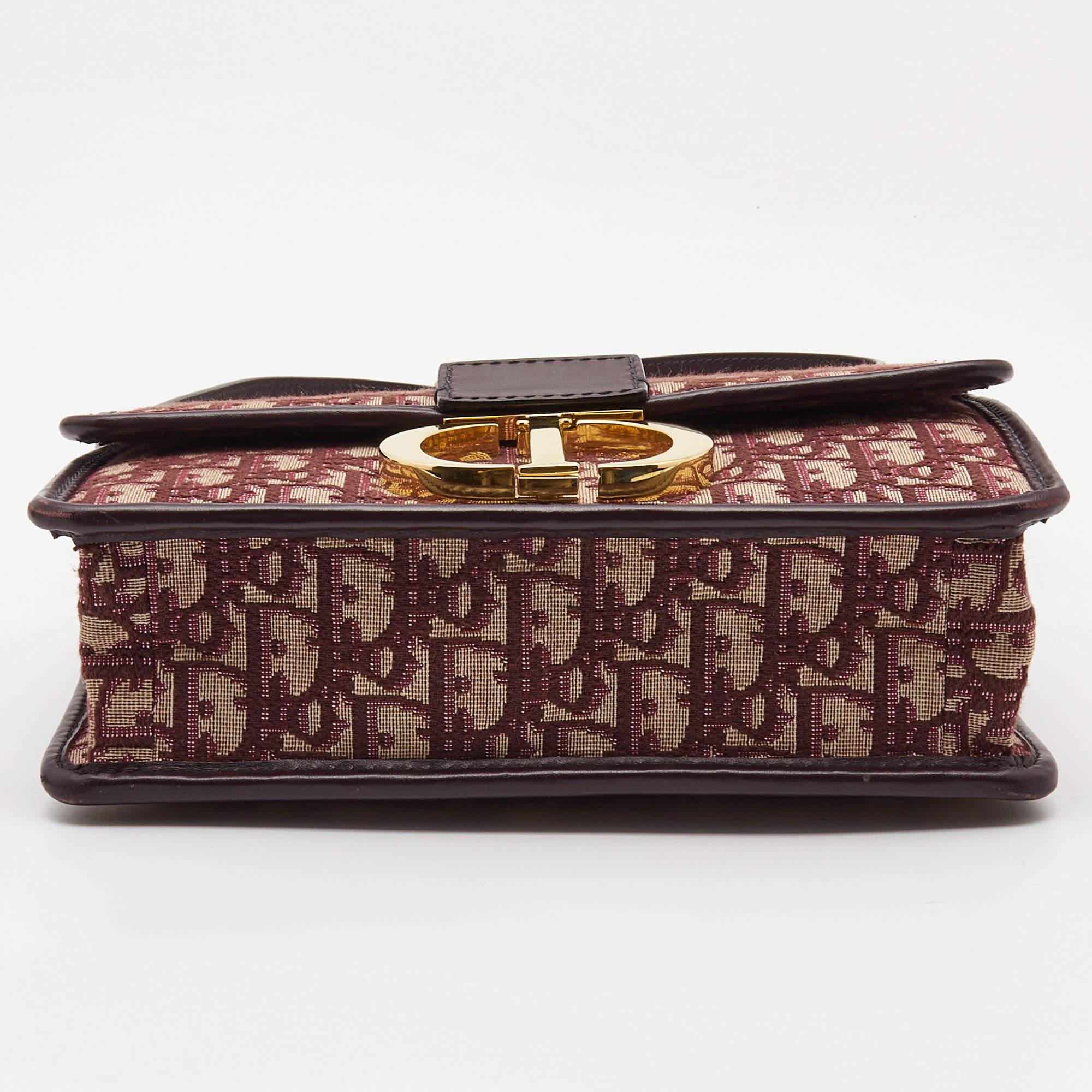 Women's Dior Burgundy Oblique Canvas and Leather 30 Montaigne Shoulder Bag