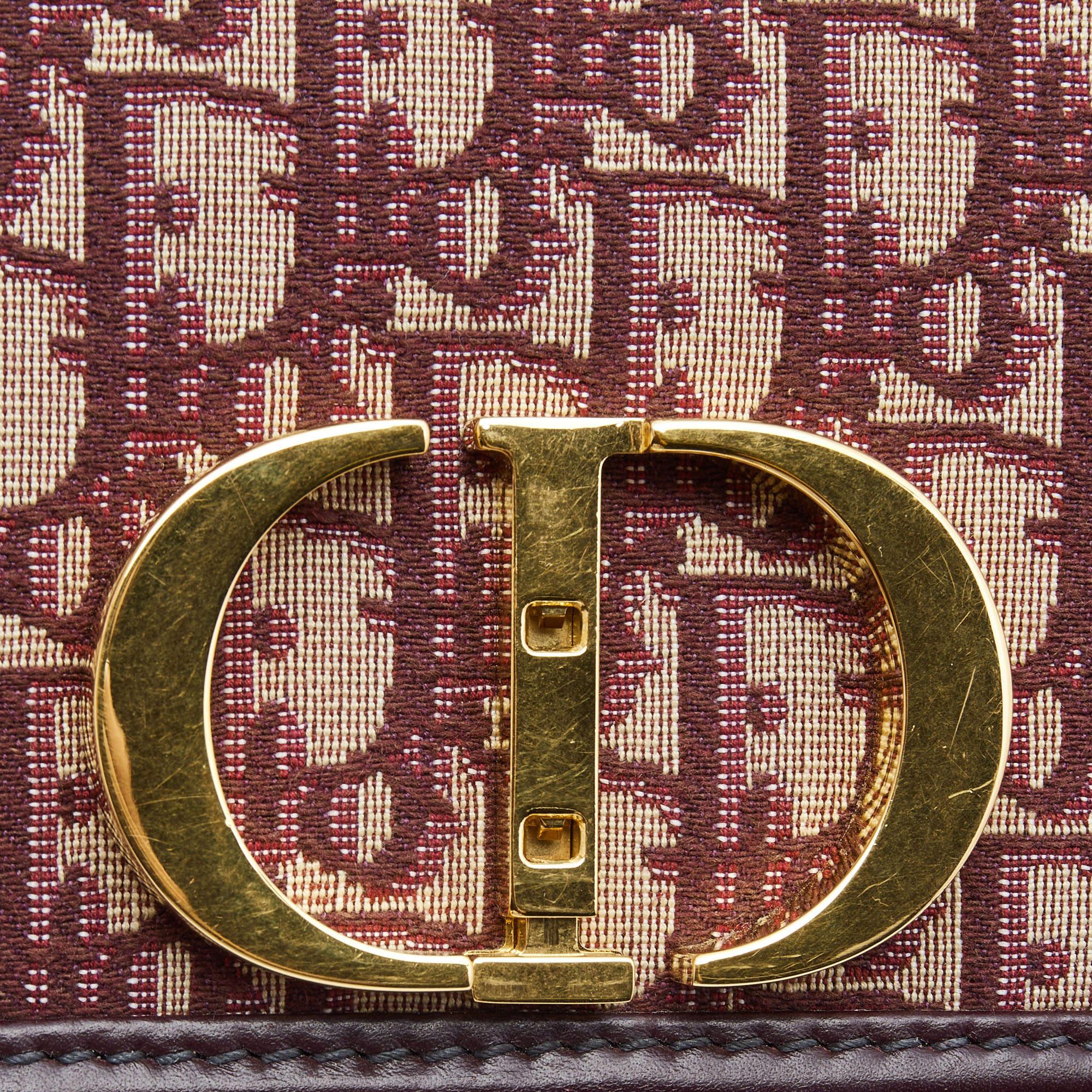 Dior Burgundy Oblique Canvas and Leather 30 Montaigne Shoulder Bag 2