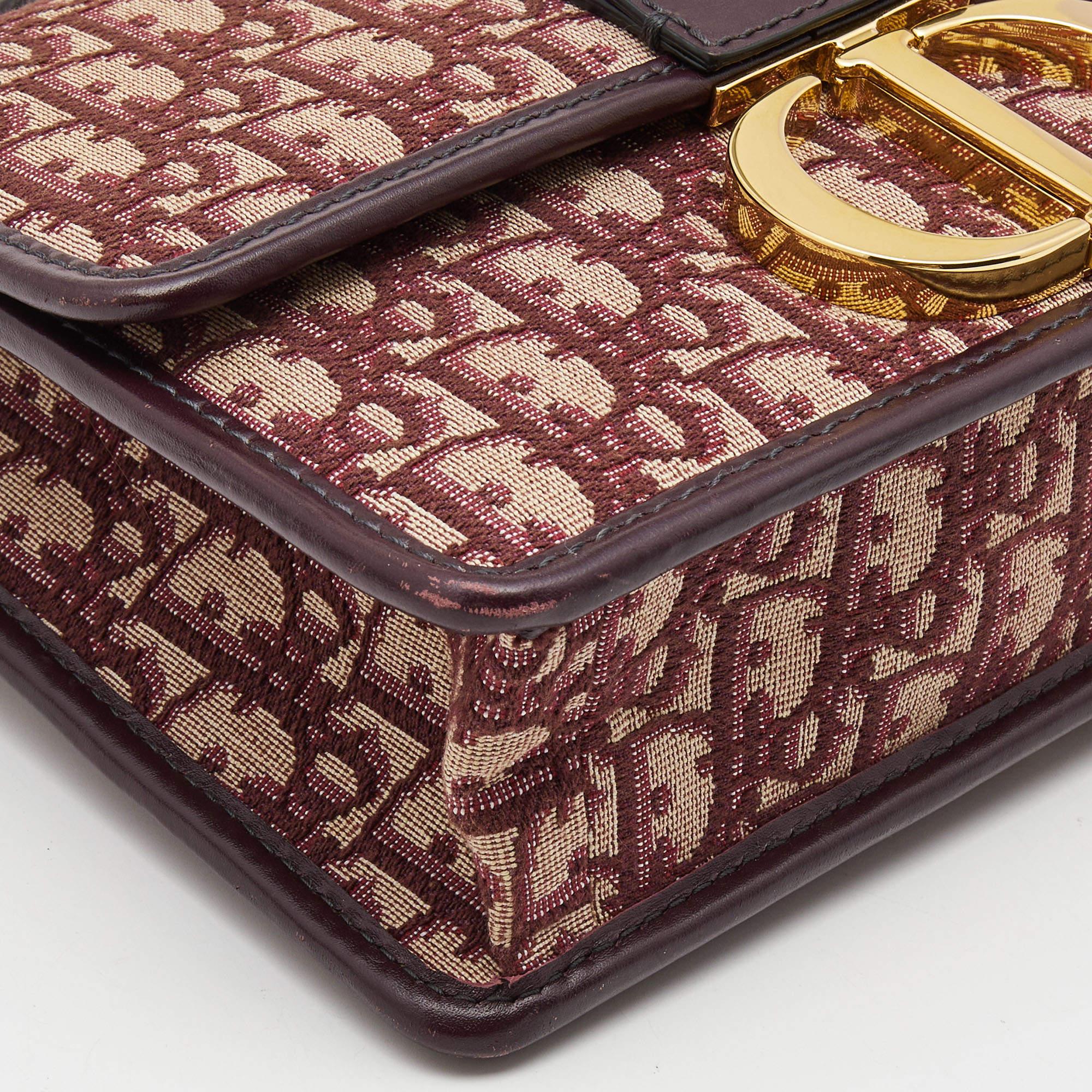 Dior Burgundy Oblique Canvas and Leather 30 Montaigne Shoulder Bag 5