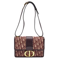 Dior Burgundy Oblique Canvas and Leather 30 Montaigne Shoulder Bag