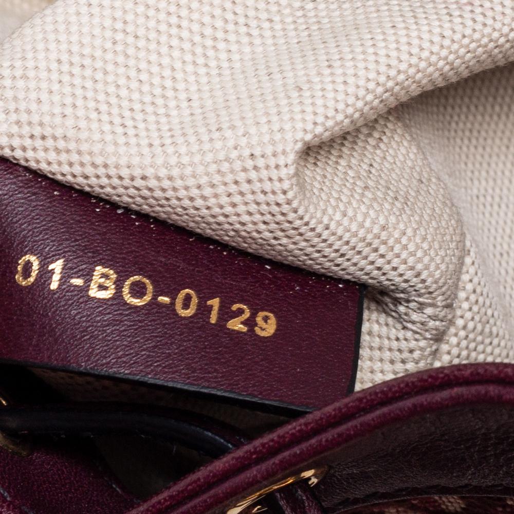 Women's Dior Burgundy Oblique Canvas and Leather Drawstring Chain Bucket Bag
