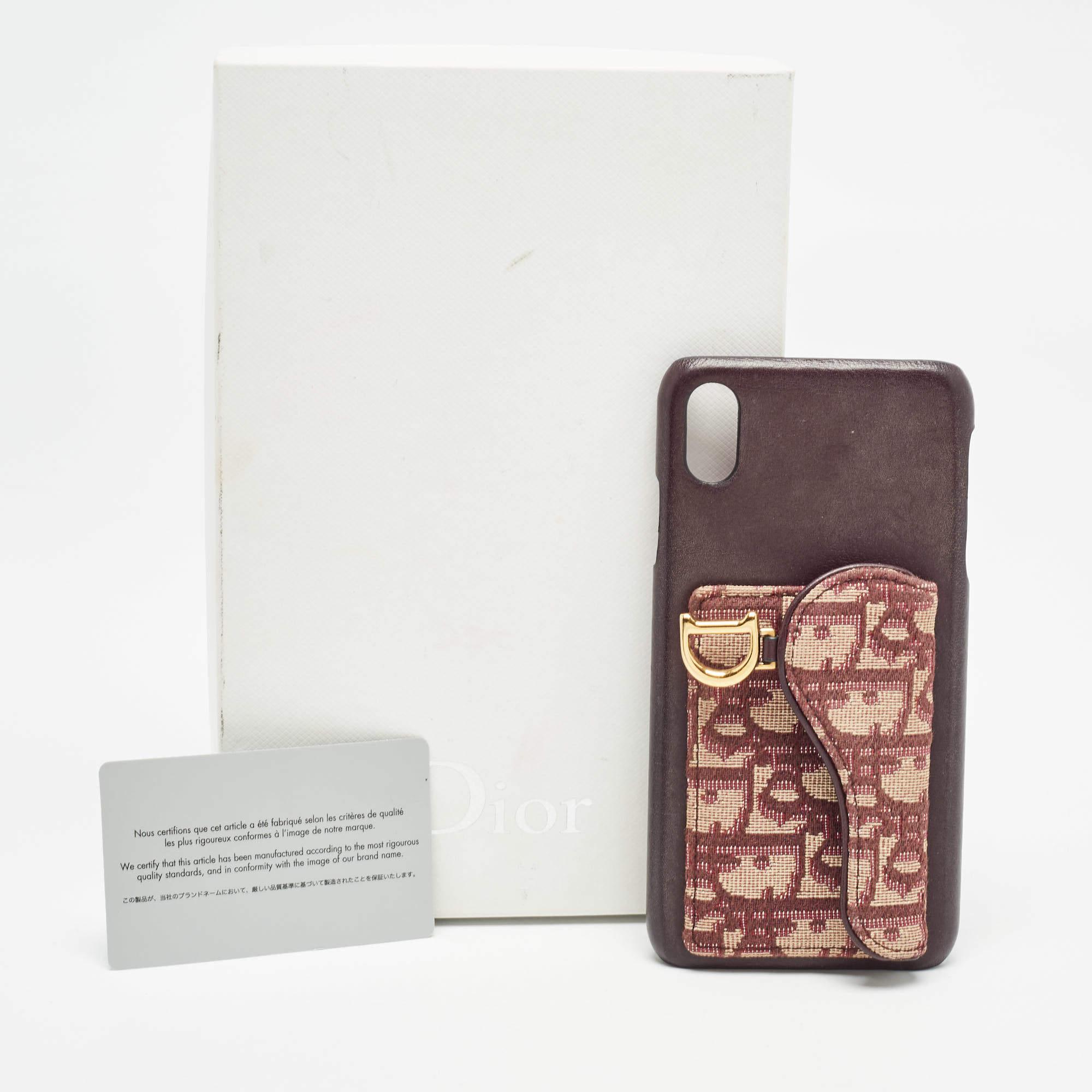 Custodia Dior Burgundy Oblique in tela e pelle per iPhone XS Max in vendita 1
