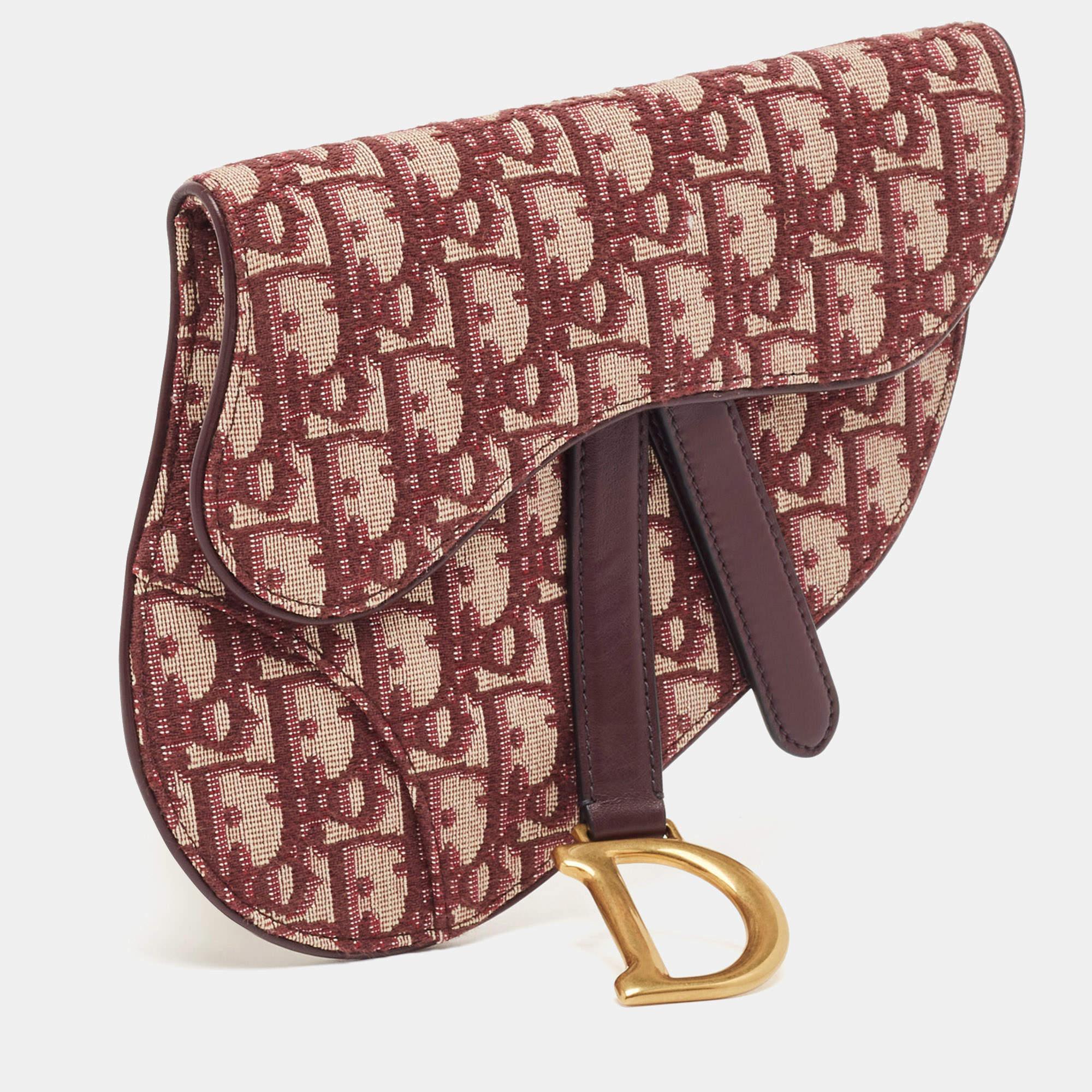 Dior Burgundy Oblique Canvas and Leather Saddle Belt Bag 1