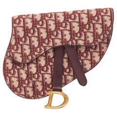 Used Dior Burgundy Oblique Canvas and Leather Saddle Belt Bag