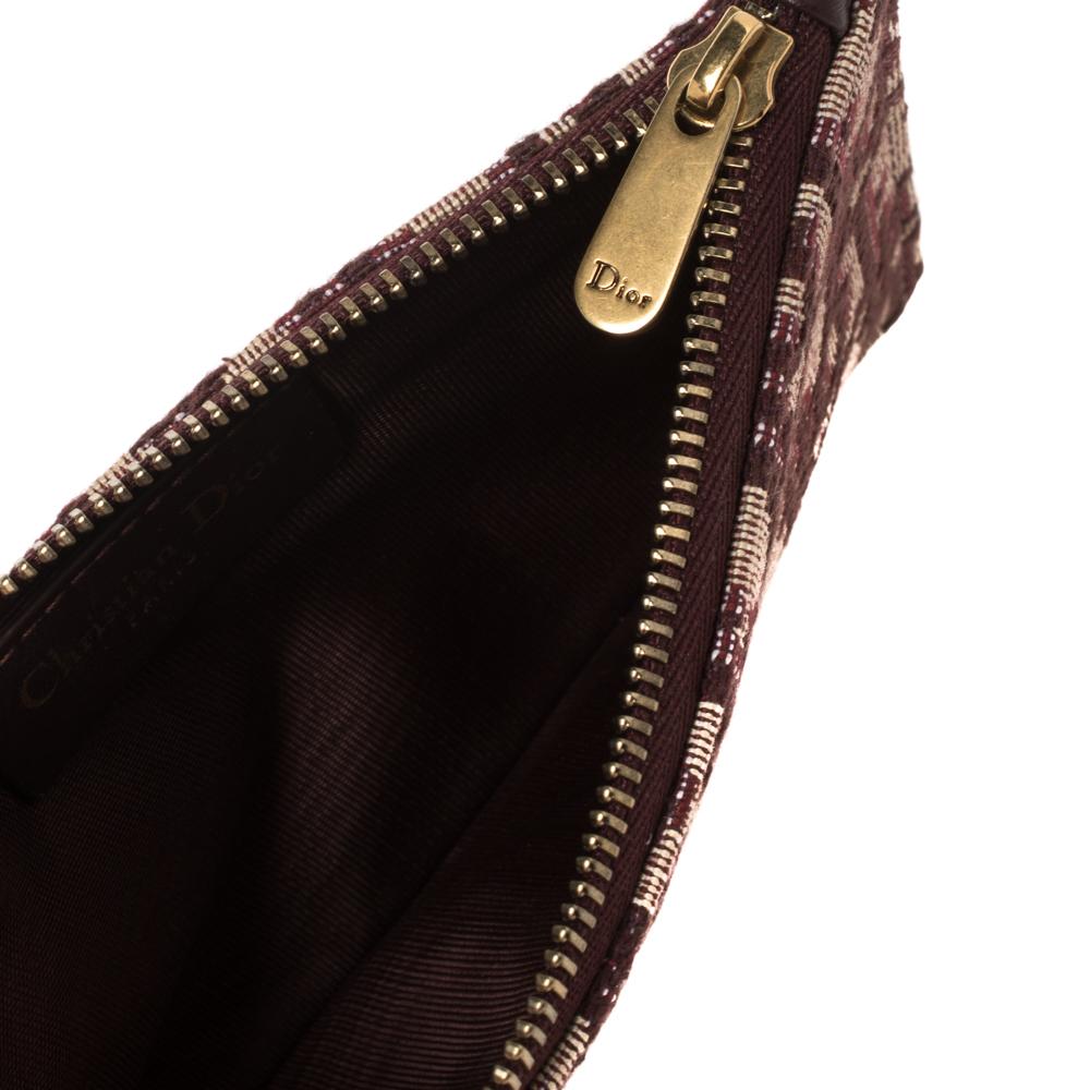 Dior Burgundy Oblique Canvas and Leather Saddle Wallet On Chain 2