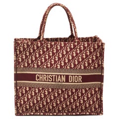 Used Dior Burgundy Oblique Canvas Large Book Tote