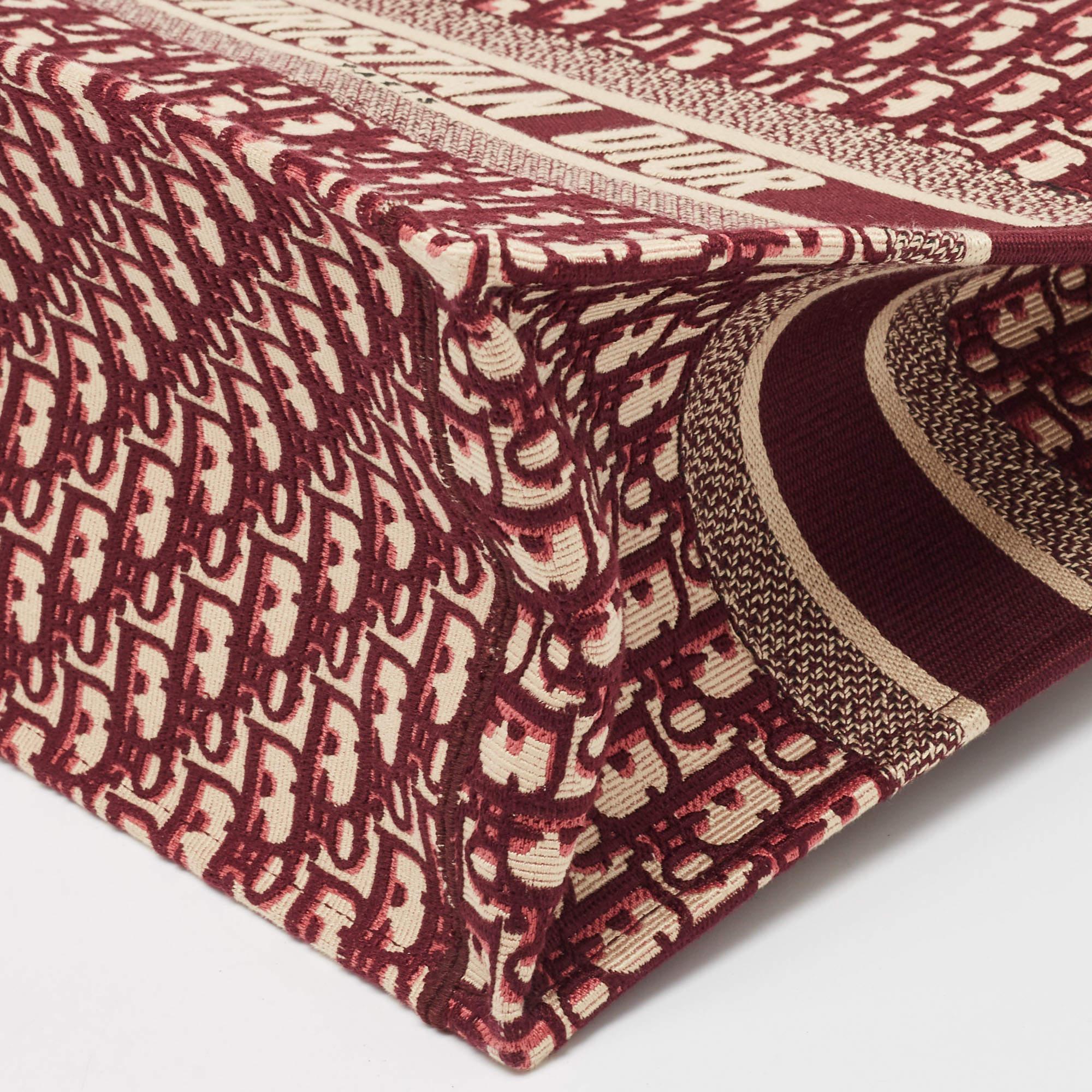 Dior Burgundy Oblique Canvas Medium Book Tote 8