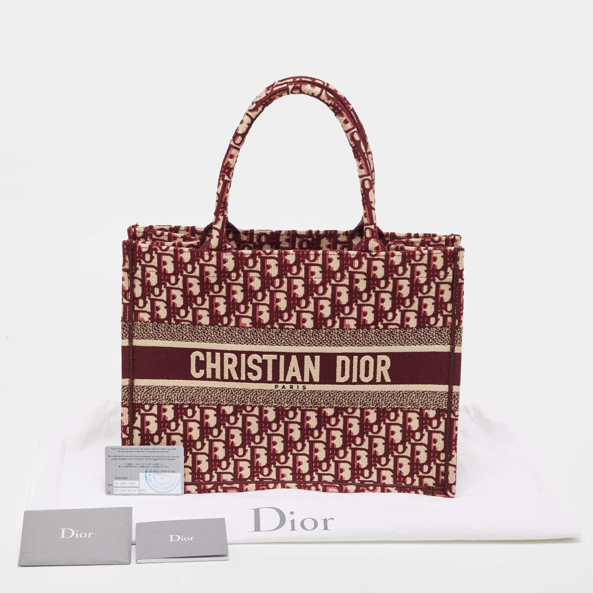 Dior Burgundy Oblique Canvas Medium Book Tote 10