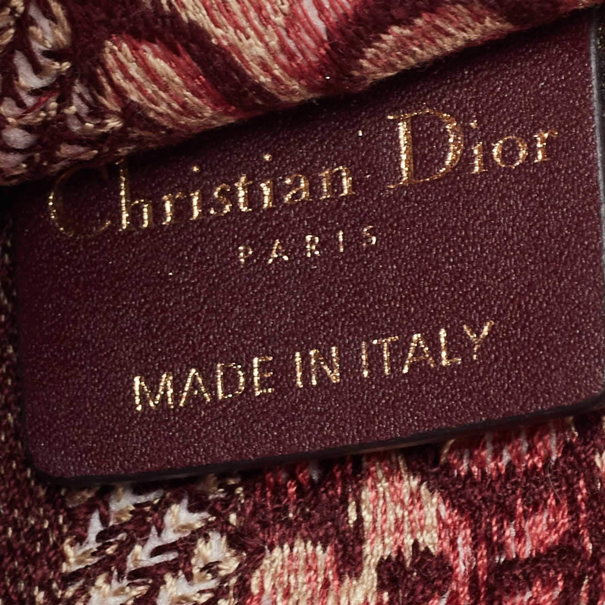 Dior Burgundy Oblique Canvas Mini Embroidery Book Tote 8