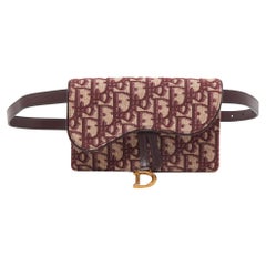 Dior Burgundy Oblique Canvas Saddle Belt Pouch