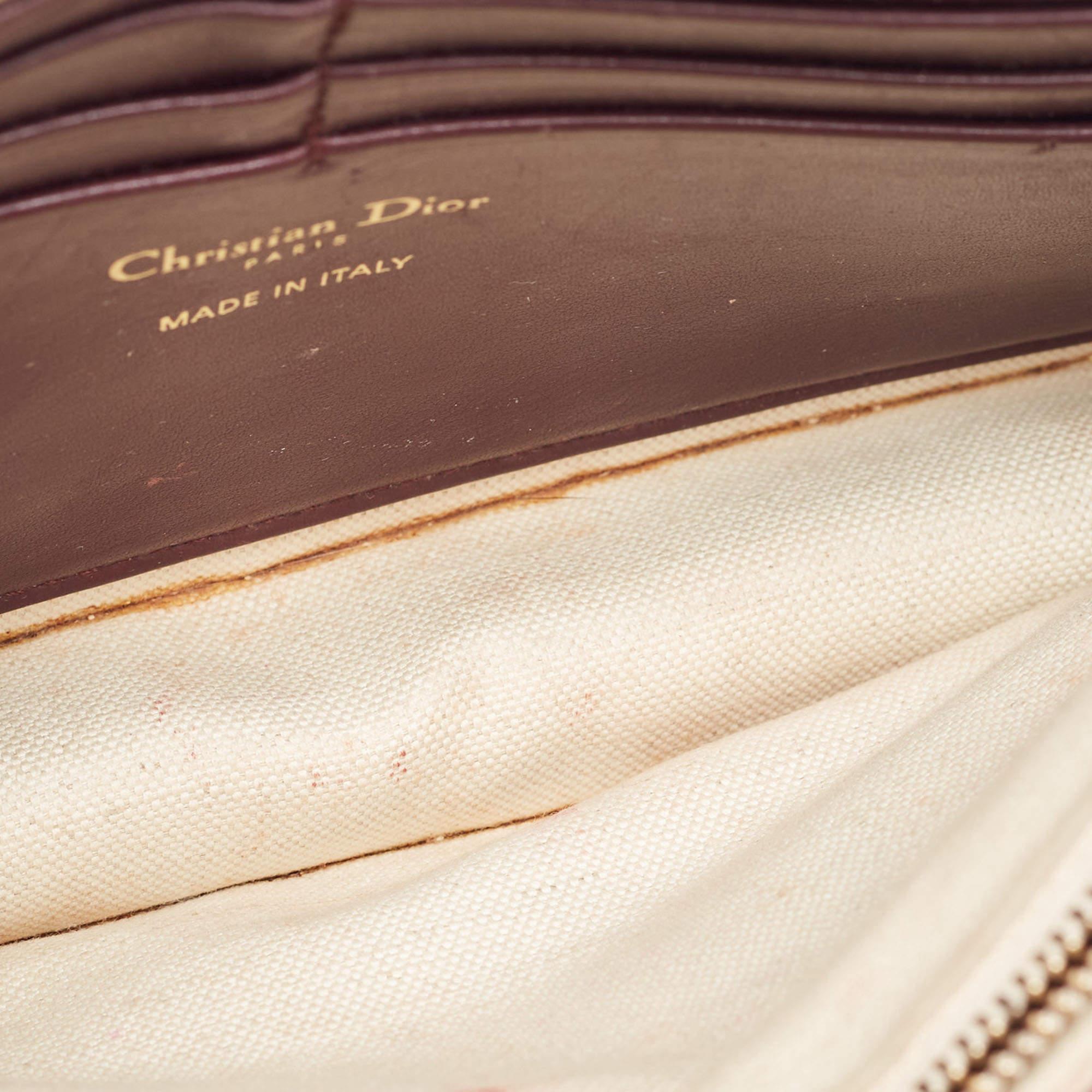 Dior Burgundy Oblique Canvas Saddle Chain Pouch 12