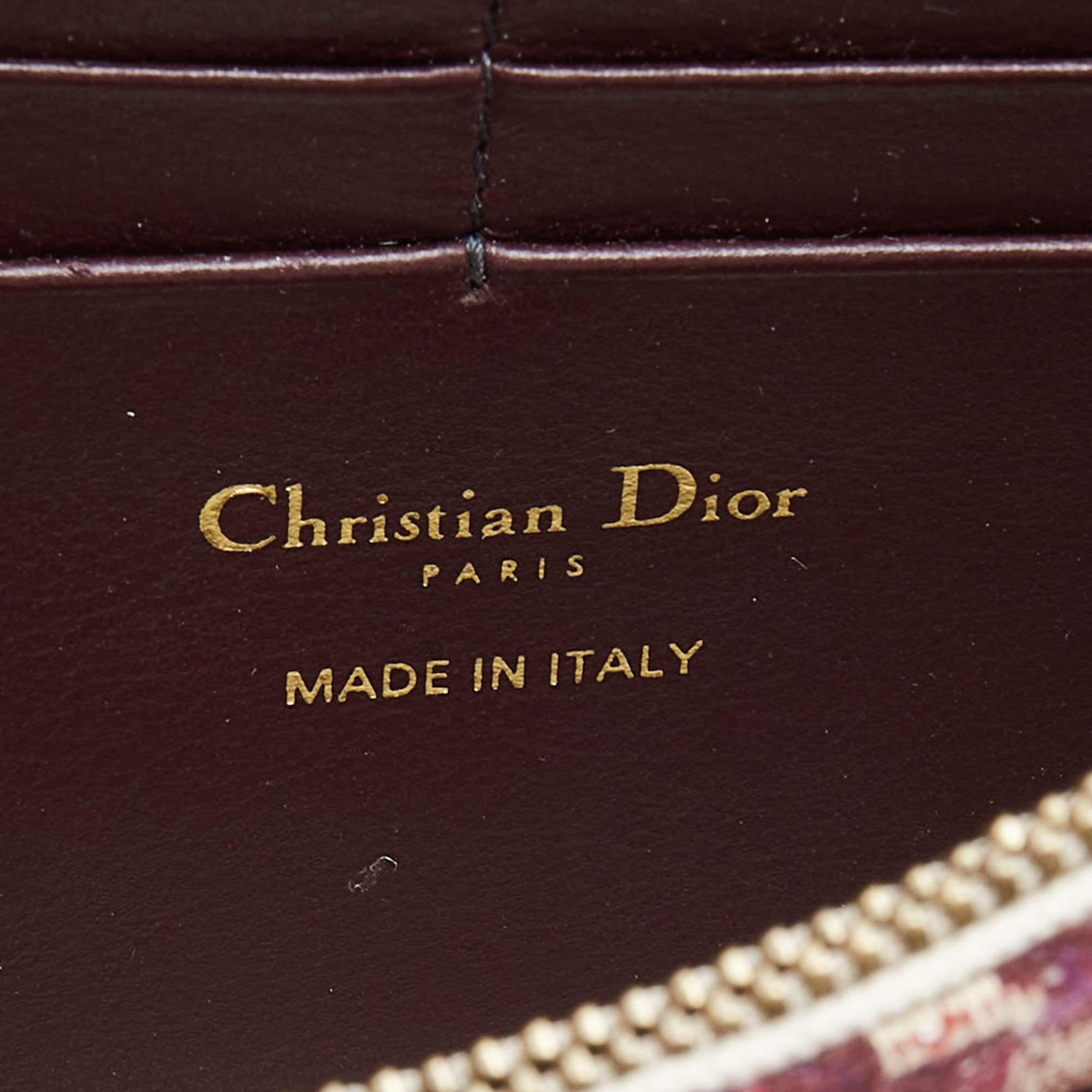 Dior Burgundy Oblique Canvas Saddle Wallet on Chain Bag 5