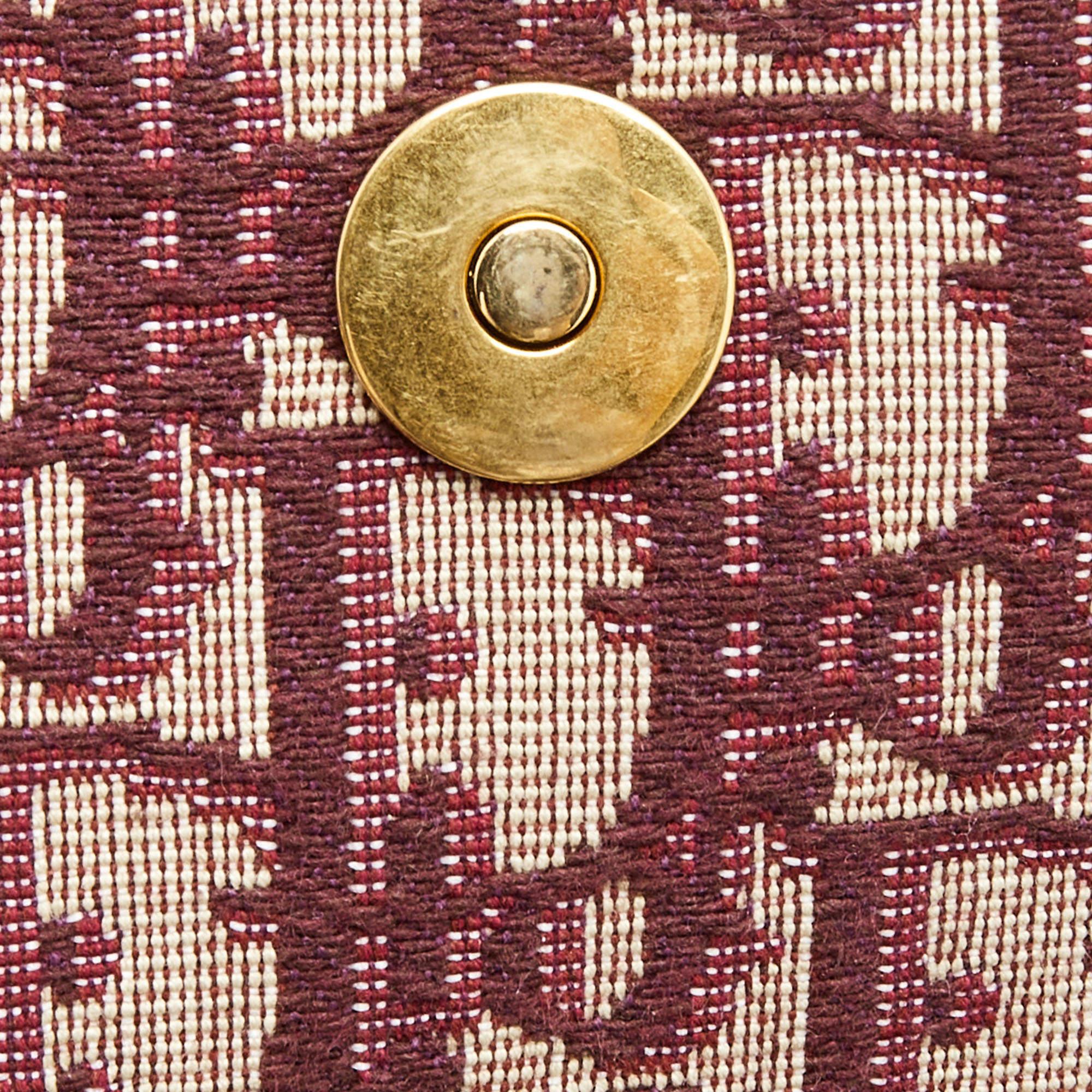Dior Burgundy Oblique Canvas Saddle Wallet on Chain Bag 6