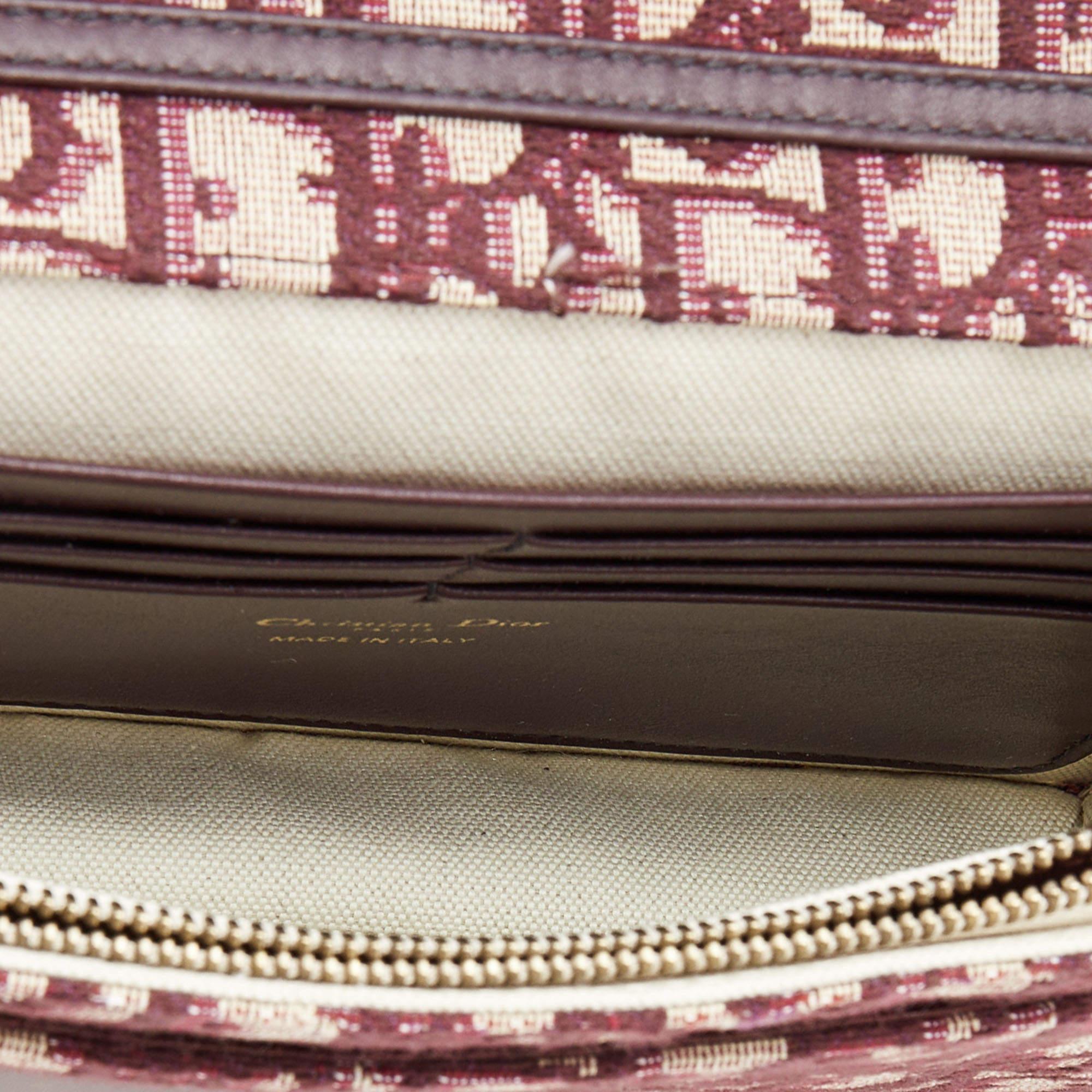 Dior Burgundy Oblique Canvas Saddle Wallet on Chain Bag 7