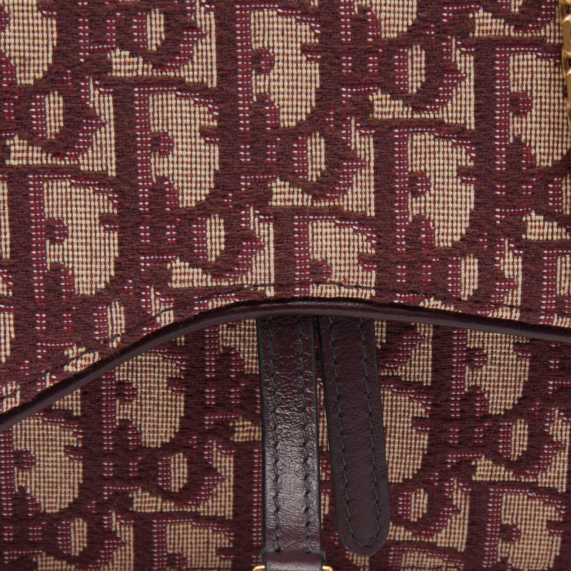 Dior Burgundy Oblique Canvas Saddle Wallet on Chain Bag 8
