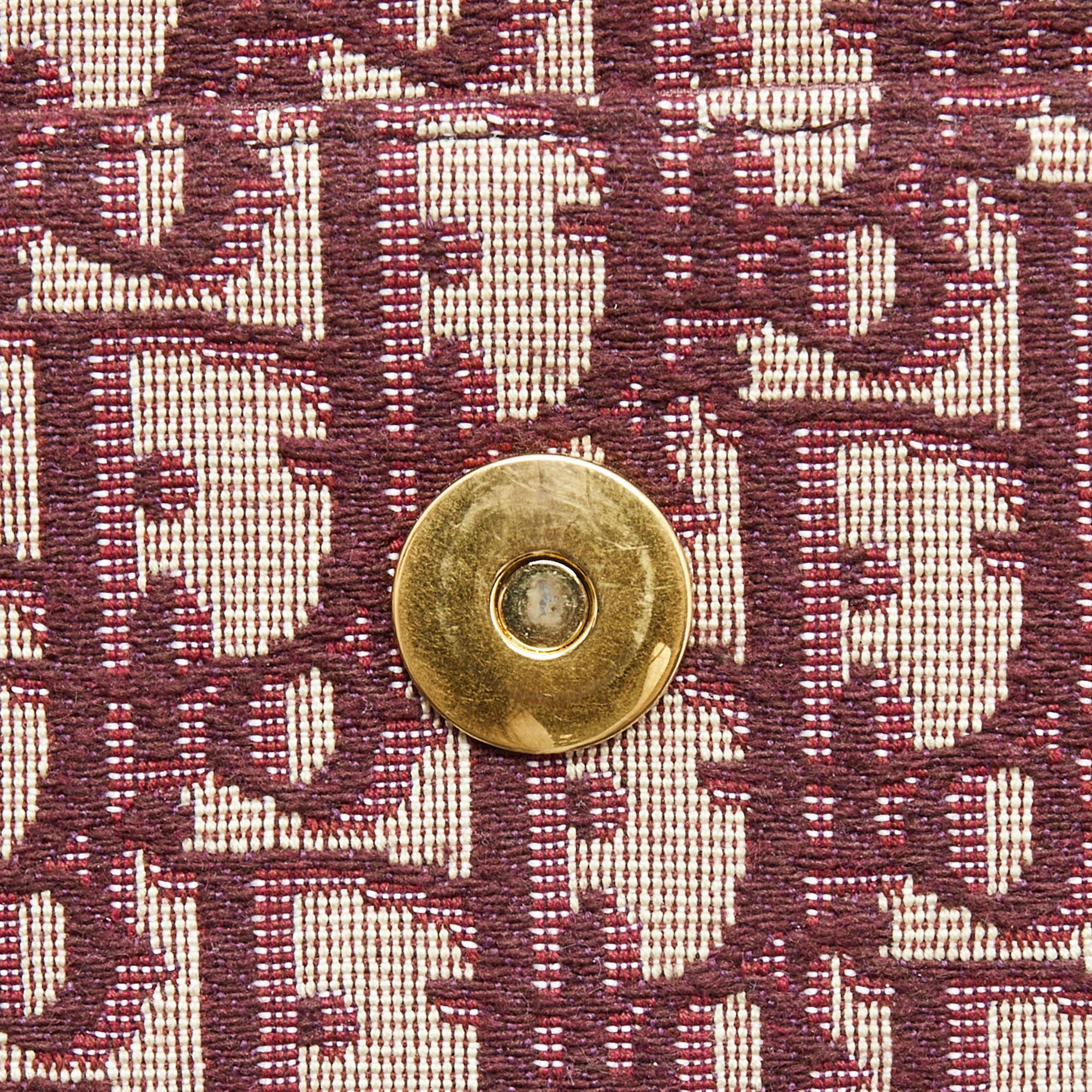 Dior Burgundy Oblique Canvas Saddle Wallet on Chain Bag 4