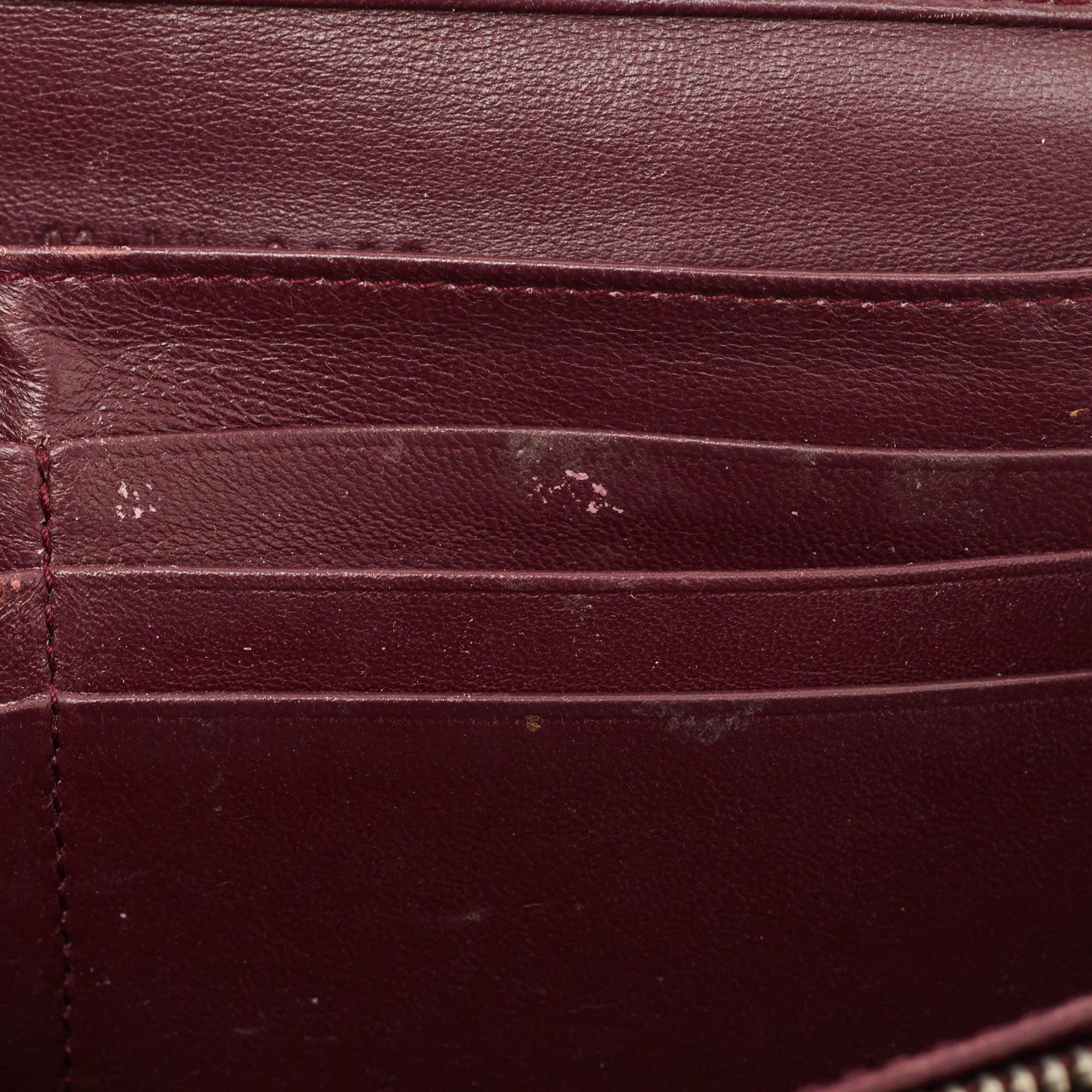 Dior Burgundy Oblique Embossed Patent Leather Continental Wallet 2