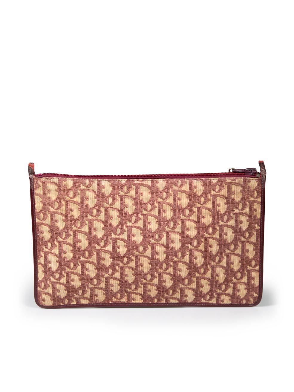 Dior Burgundy Oblique Logo Clutch Bag In Good Condition In London, GB