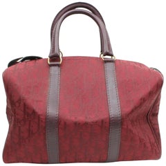 Vintage Dior Burgundy Oblique Signature Trotter Boston 869723 Red Canvas satchel