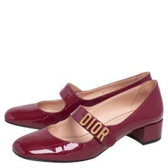 Dior Burgundy Patent Leather Baby-D Mary Jane Pumps Size 38