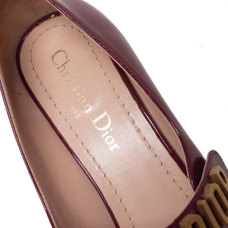 Dior Burgundy Patent Leather BabyD Mary Jane Pumps Size 38 at 1stDibs