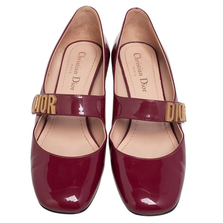 Dior Burgundy Patent Leather BabyD Mary Jane Pumps Size 38 at 1stDibs