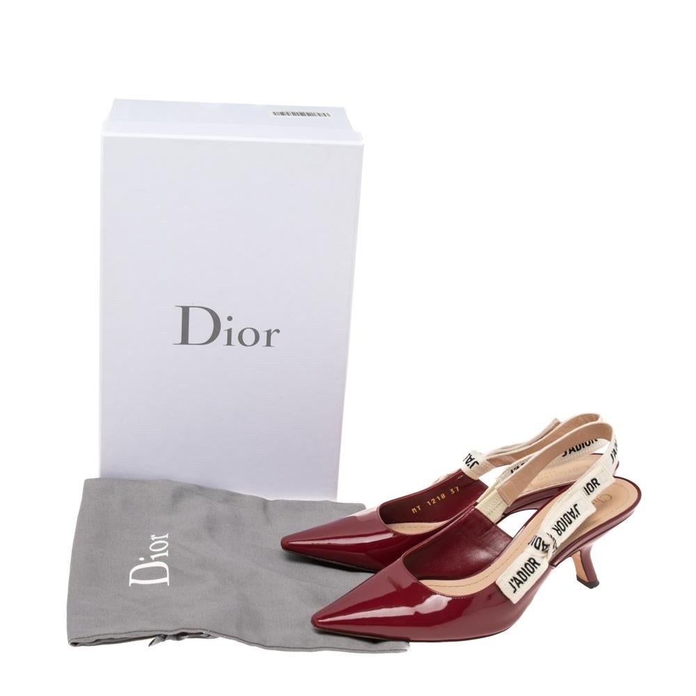 Women's Dior Burgundy Patent Leather J'Adior Slingback Pumps Size 37
