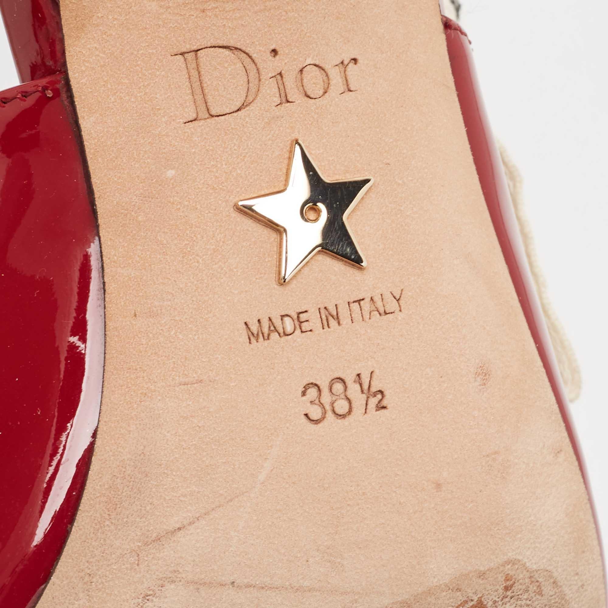 Dior Burgundy Patent Leather J'adior Slingback Pumps Size 38.5 In Good Condition In Dubai, Al Qouz 2